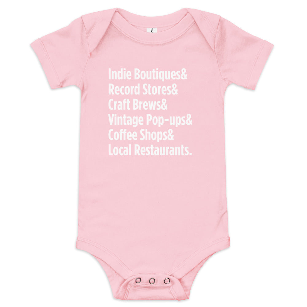 "Only on Main Street" (Small Businesses) Baby Short Sleeve Onesie