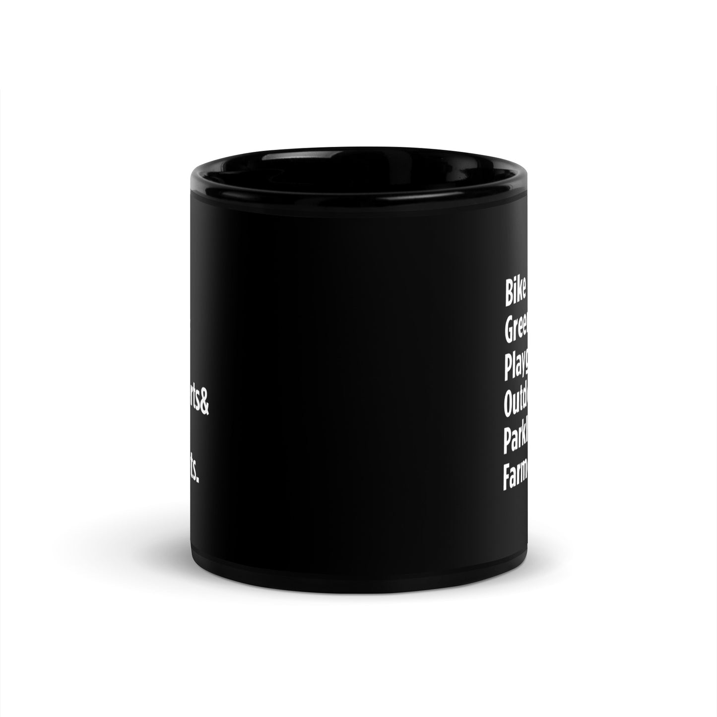 "Only on Main Street" (Greenspaces) Black Glossy Mug