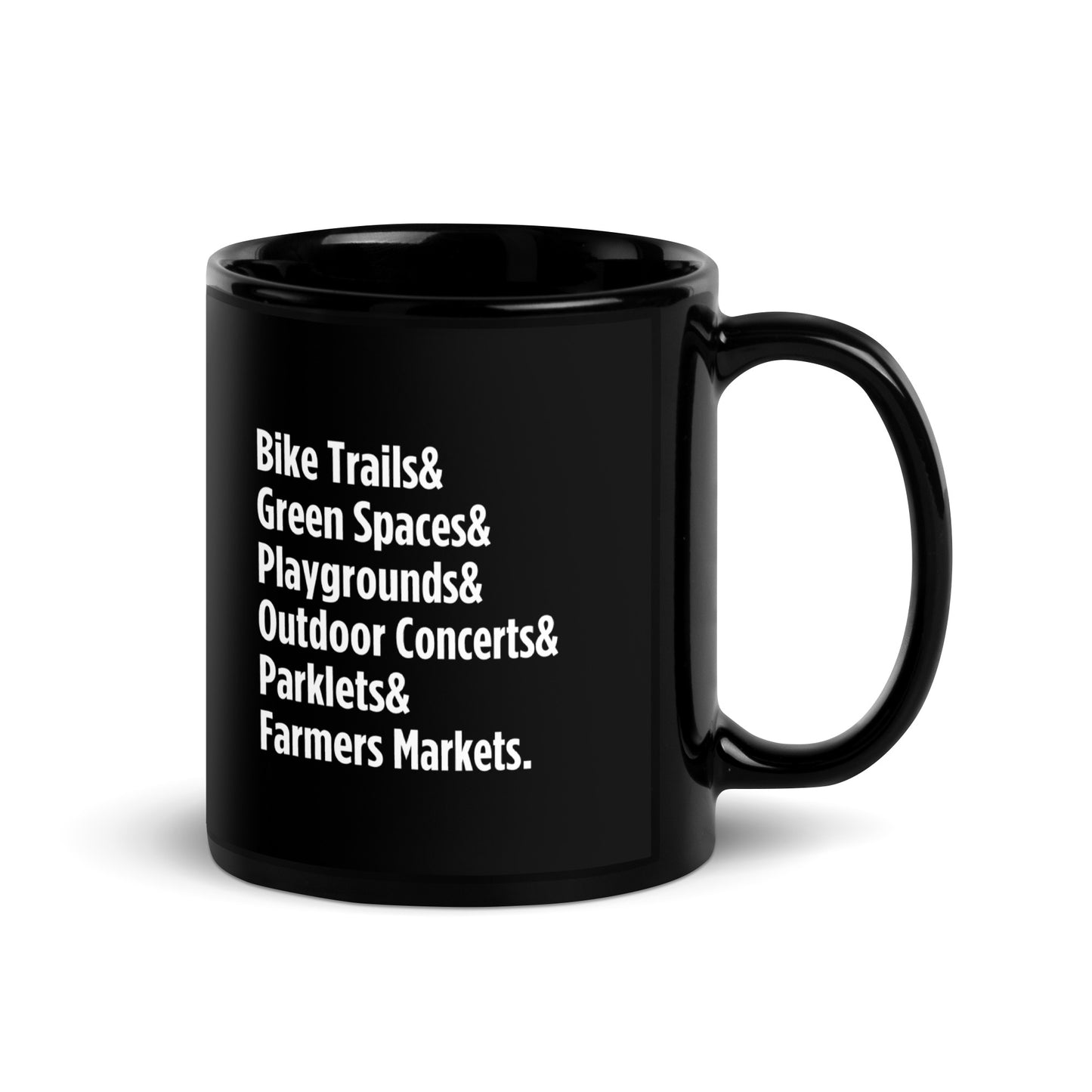 "Only on Main Street" (Greenspaces) Black Glossy Mug