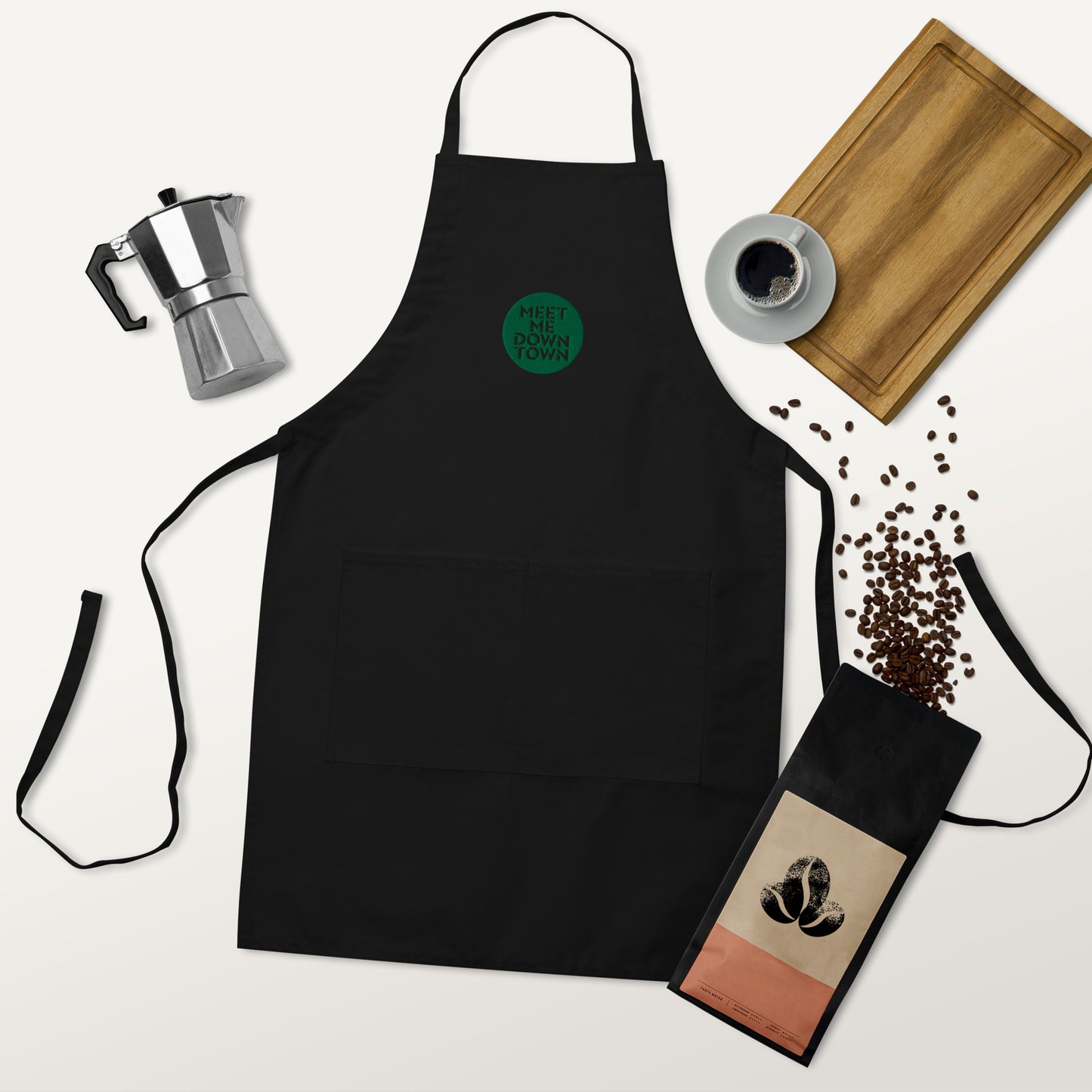 "Meet Me Downtown" (Green) Embroidered Apron