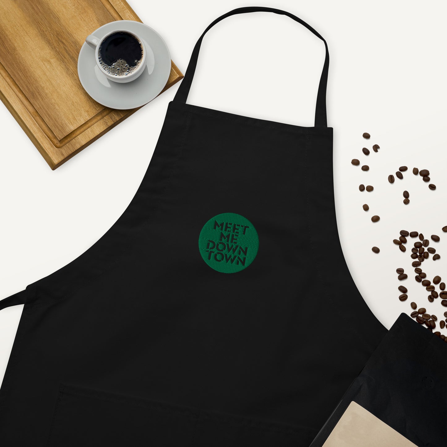 "Meet Me Downtown" (Green) Embroidered Apron