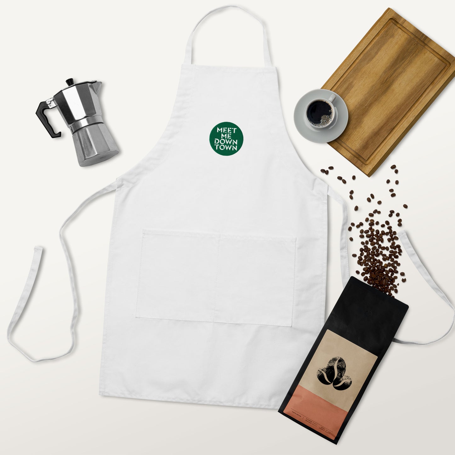 "Meet Me Downtown" (Green) Embroidered Apron