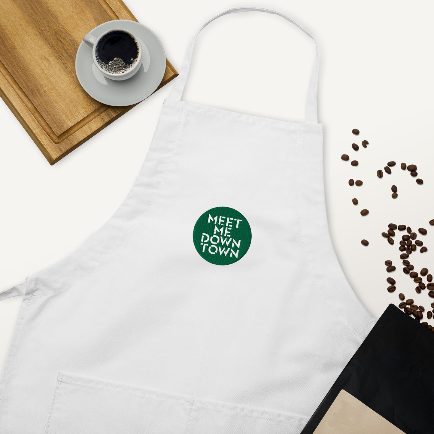 "Meet Me Downtown" (Green) Embroidered Apron