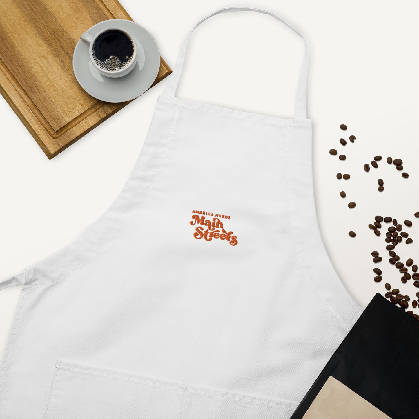 "America Needs Main Streets" (Orange) Embroidered Apron