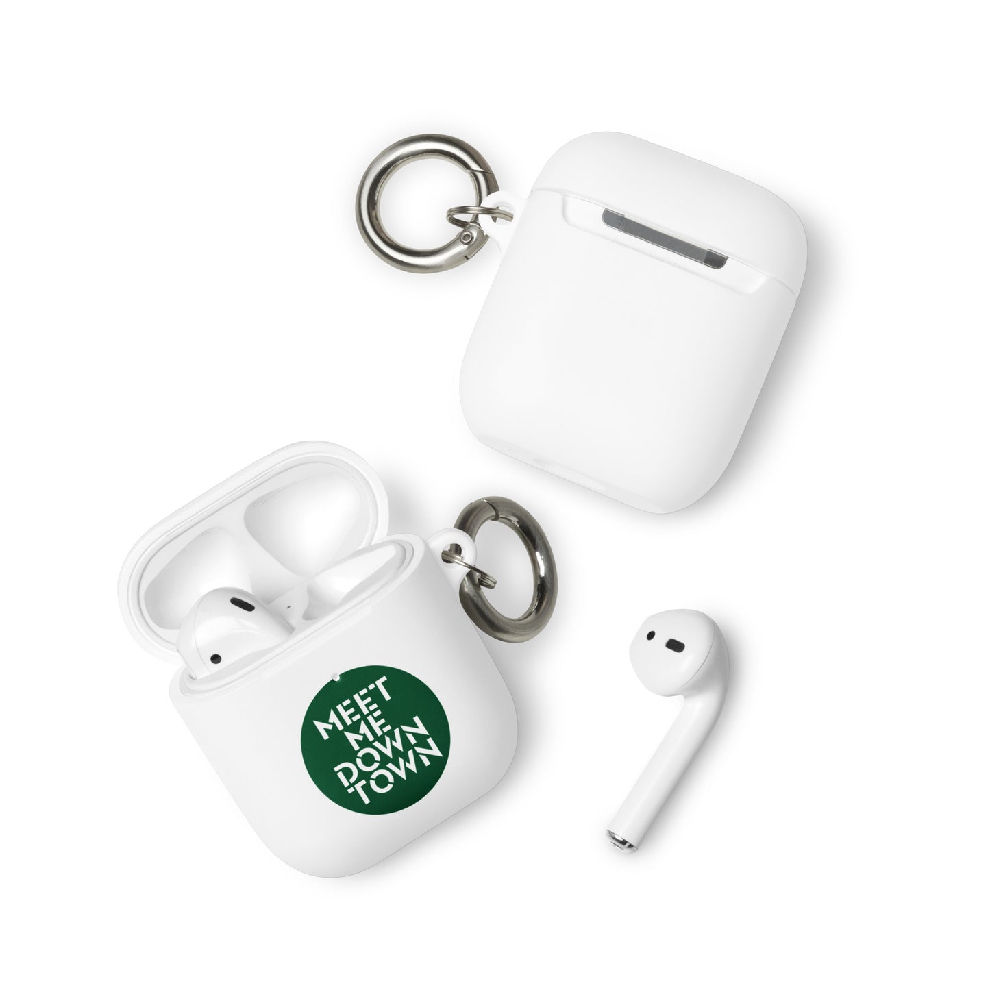 "Meet Me Downtown" (Green) Rubber Case for AirPods®