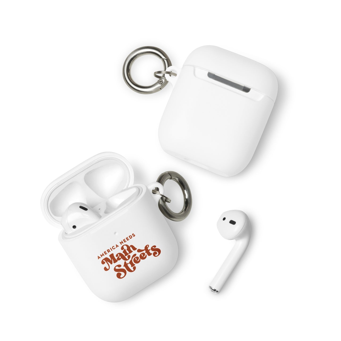 "America Needs Main Streets" (Orange) Rubber Case for AirPods®