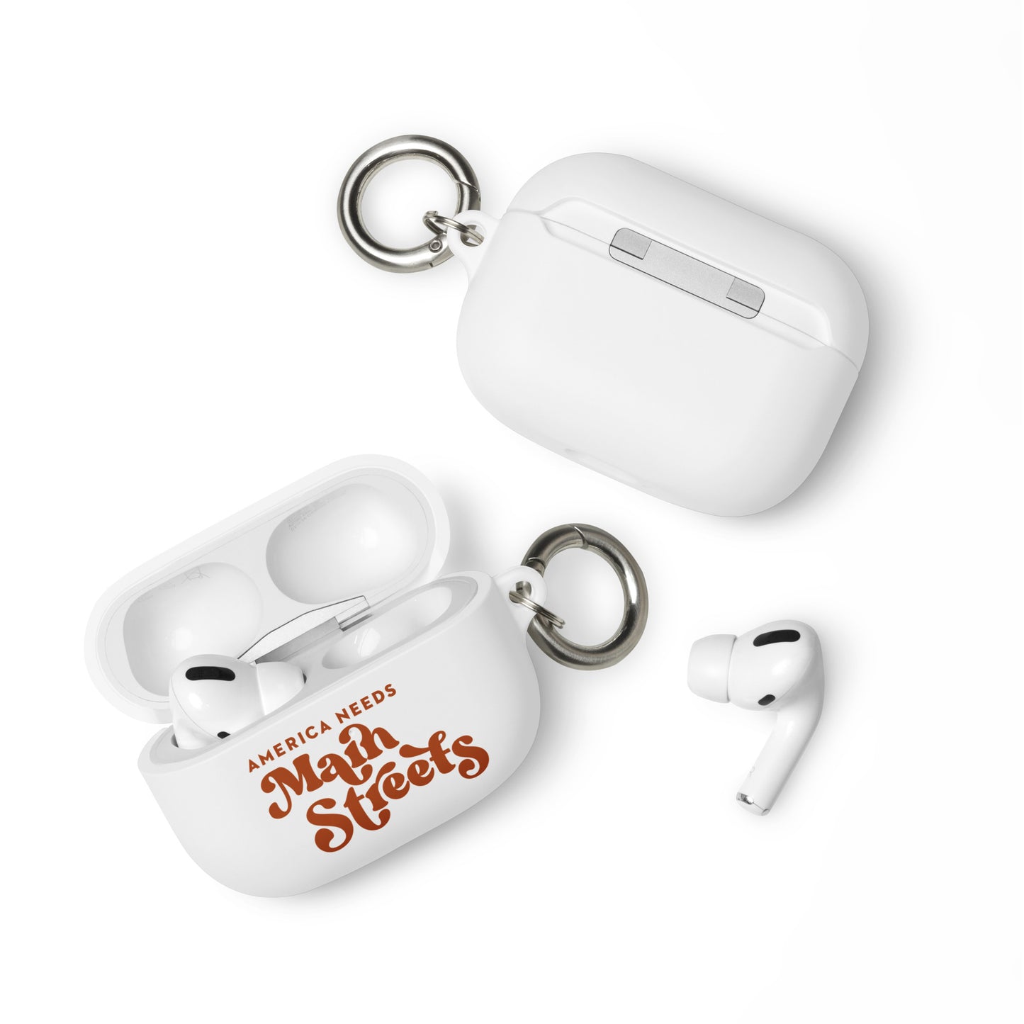 "America Needs Main Streets" (Orange) Rubber Case for AirPods®