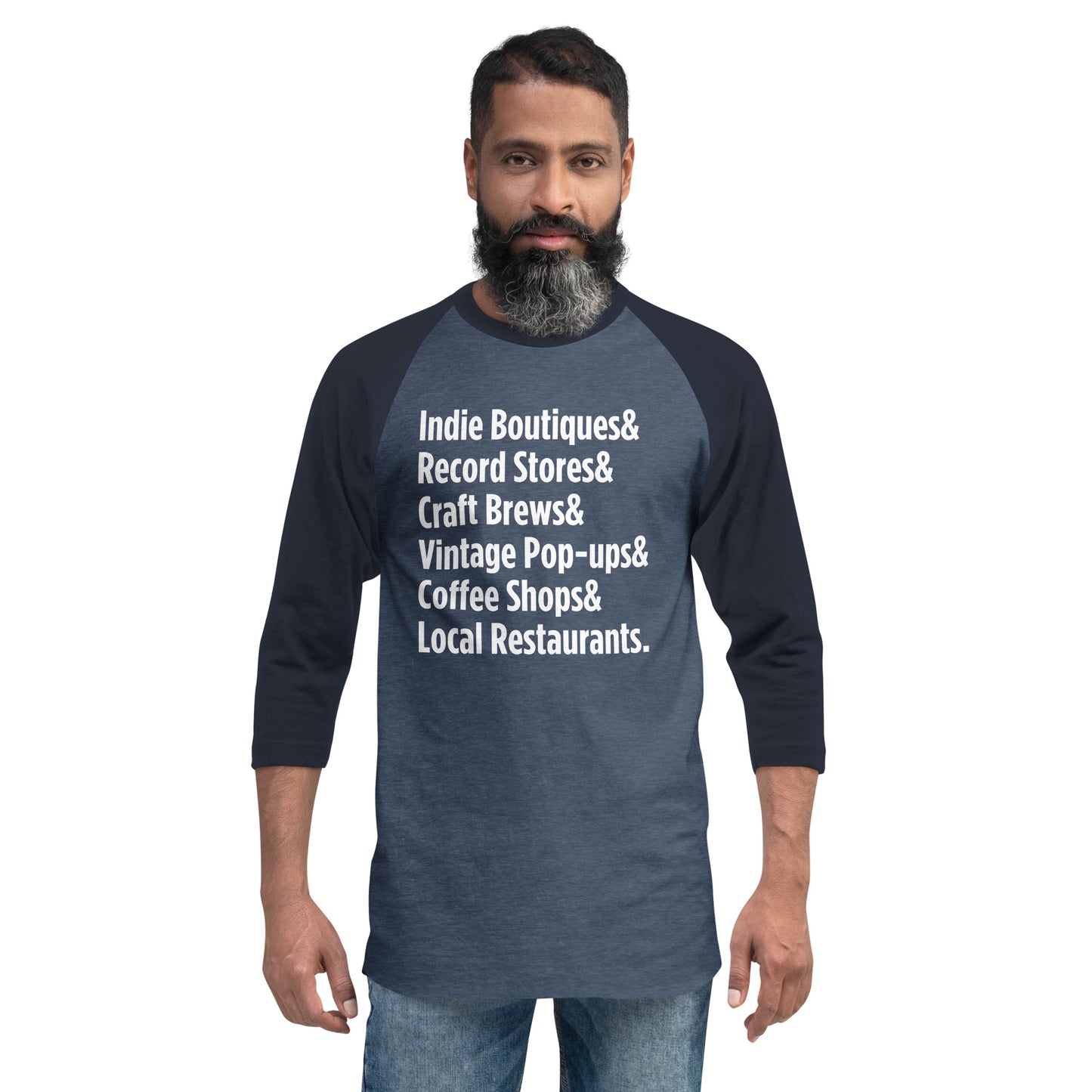 "Only on Main Street" (Local Businesses) 3/4 Sleeve Raglan Shirt