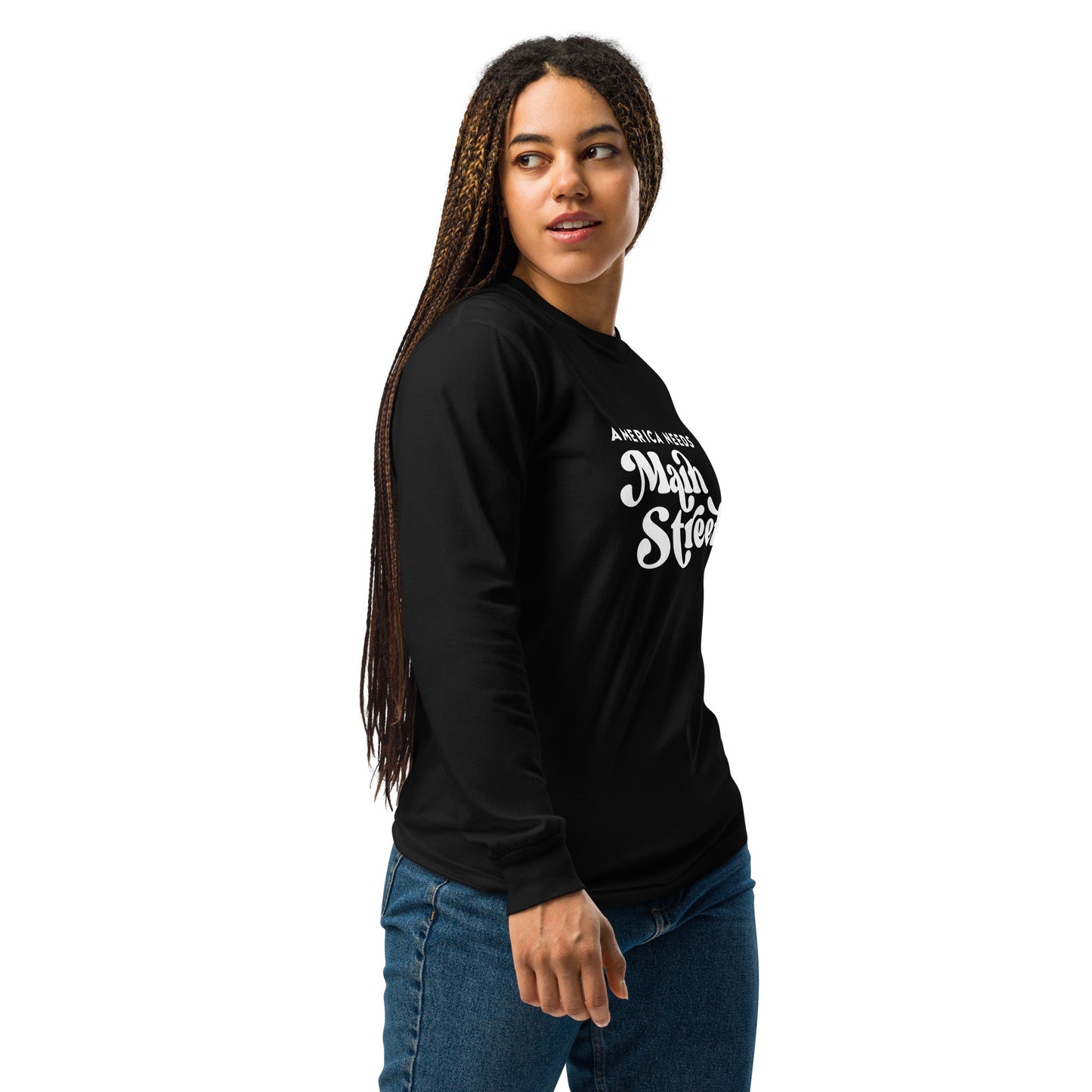 "America Needs Main Streets" Garment-Dyed Heavyweight Long-Sleeve Shirt