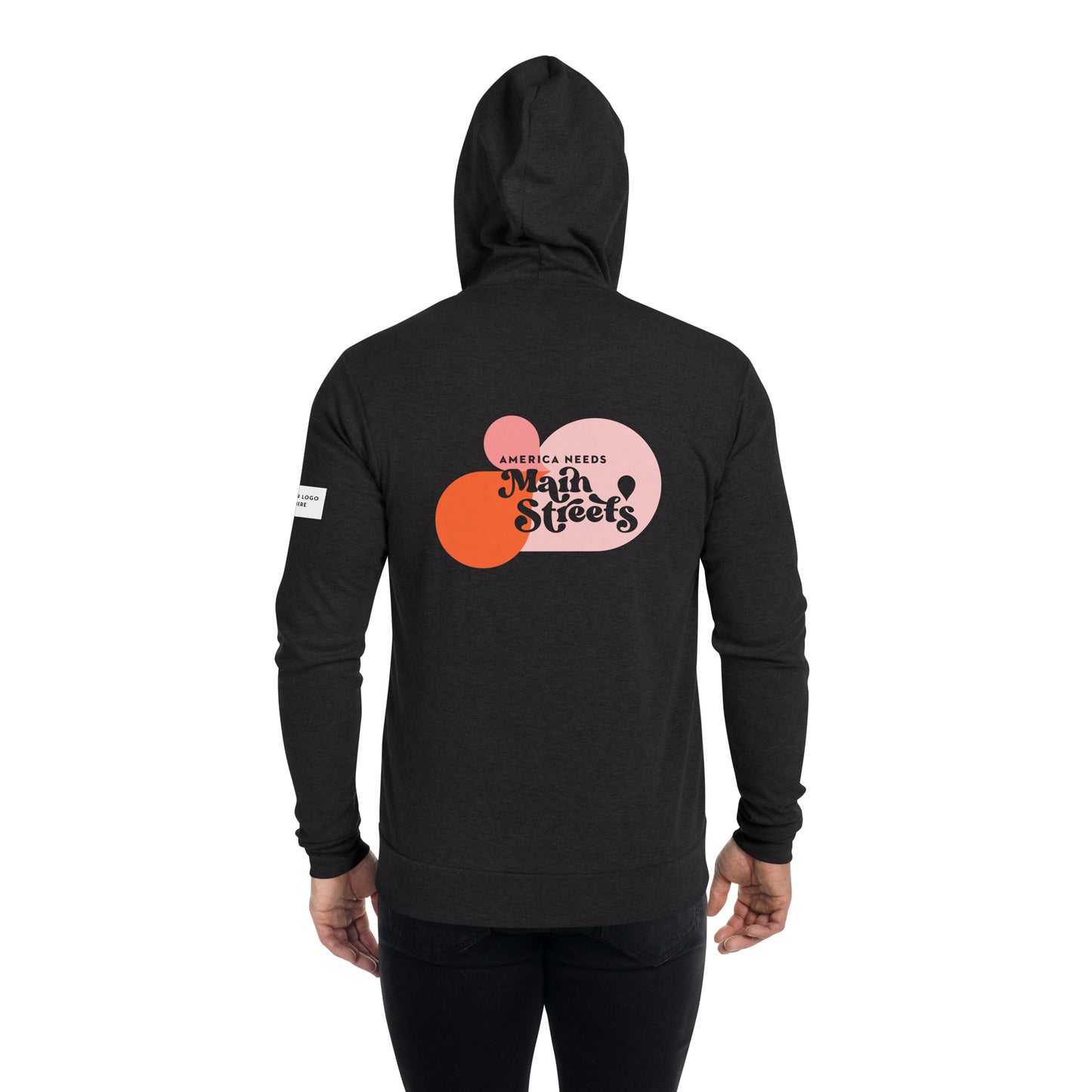 Customizable "America Needs Main Streets" Pink Bubble Unisex Zip Hoodie
