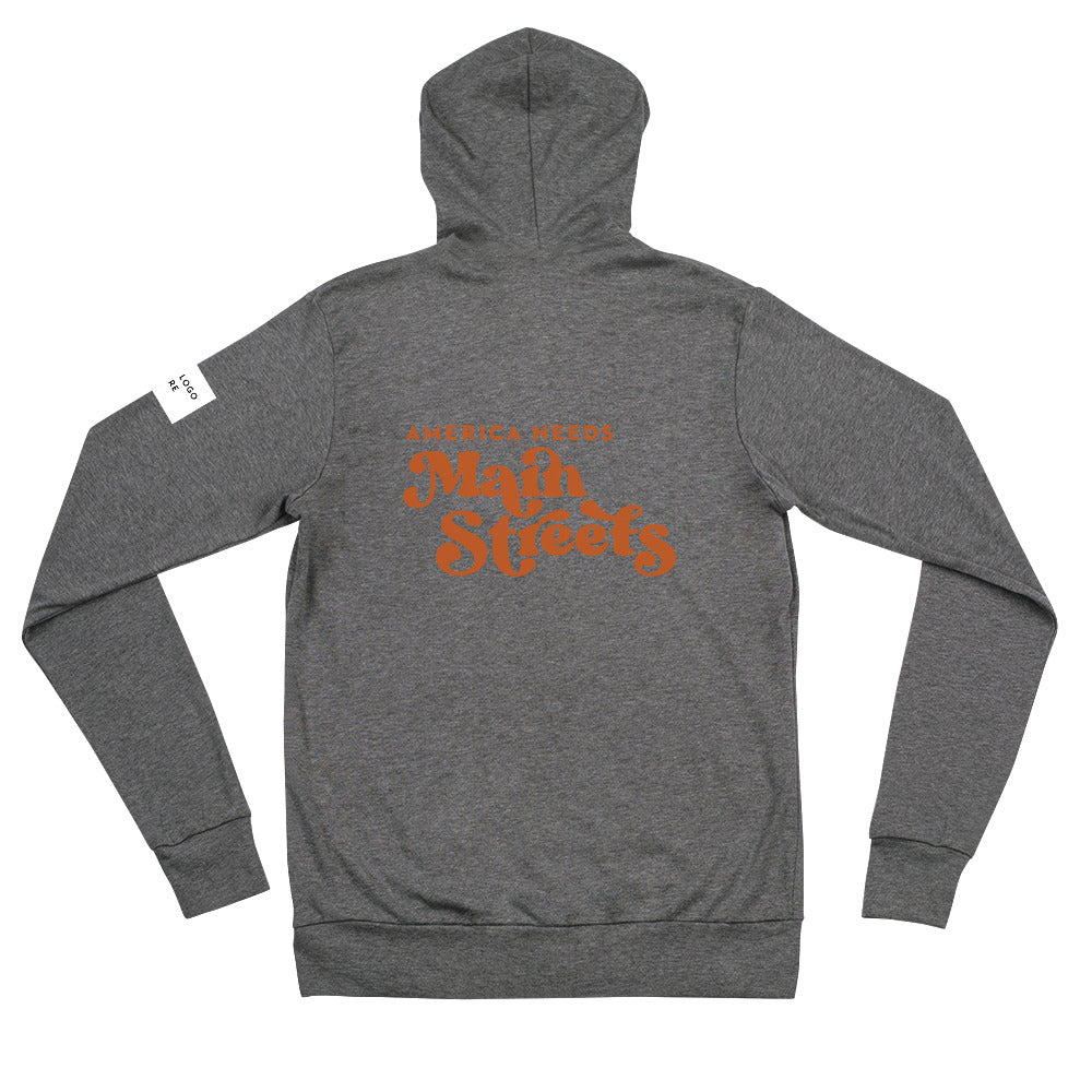 Customizable "America Needs Main Streets" Orange Unisex Zip Hoodie