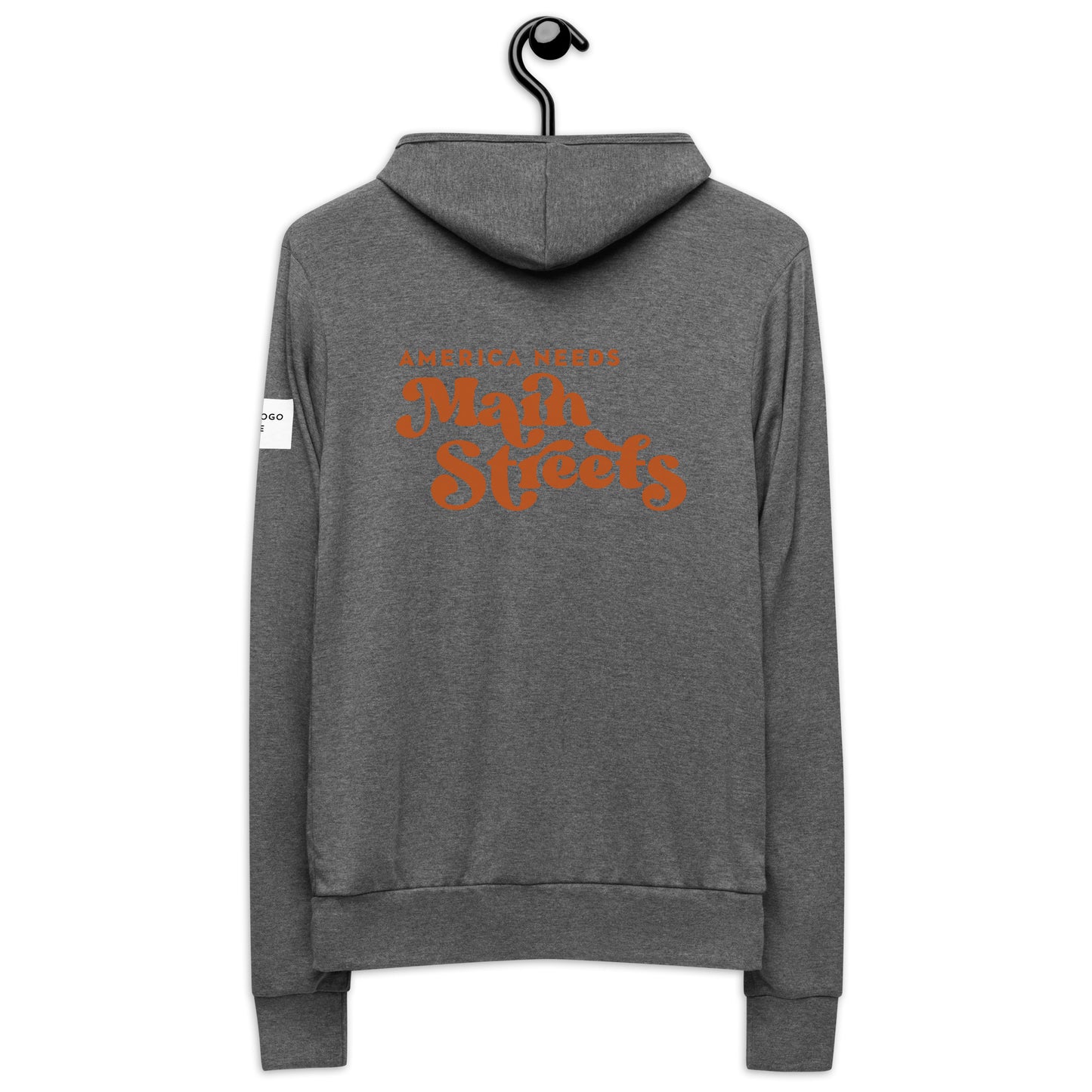 Customizable "America Needs Main Streets" Orange Unisex Zip Hoodie