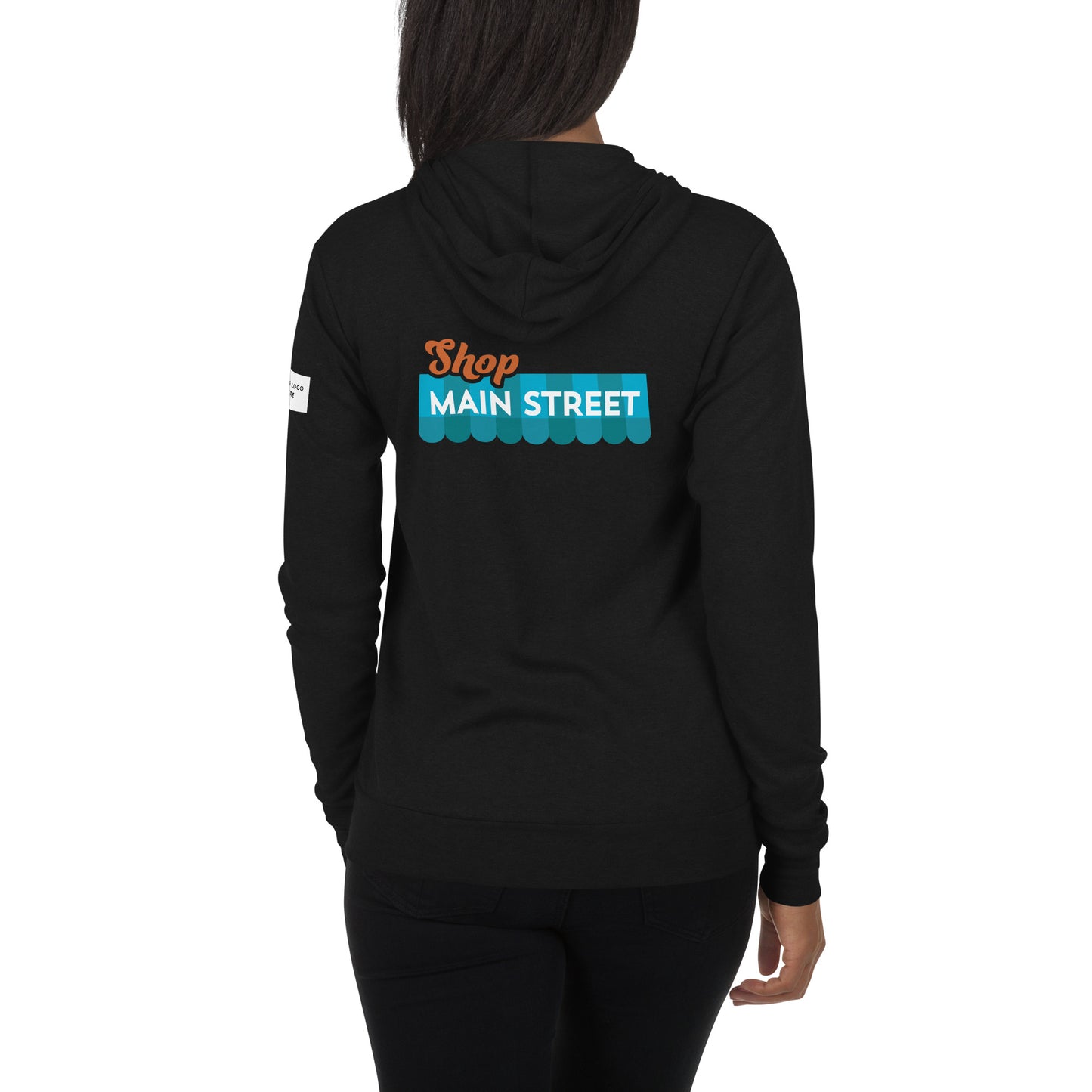 Customizable "Shop Main Street" Unisex Zip Hoodie
