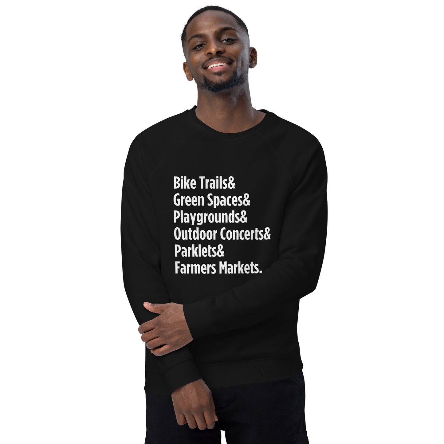 "Only on Main Street" (Greenspaces) Unisex Organic Raglan Sweatshirt