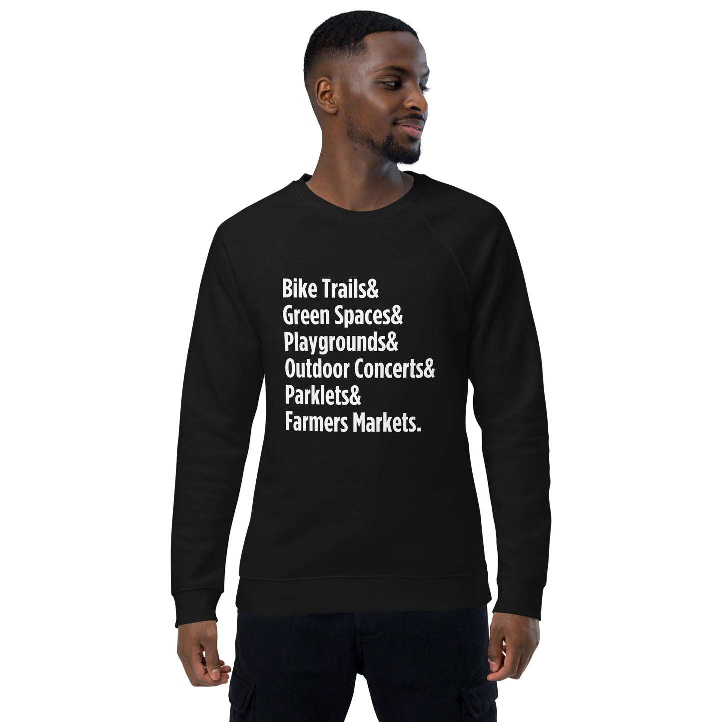 "Only on Main Street" (Greenspaces) Unisex Organic Raglan Sweatshirt