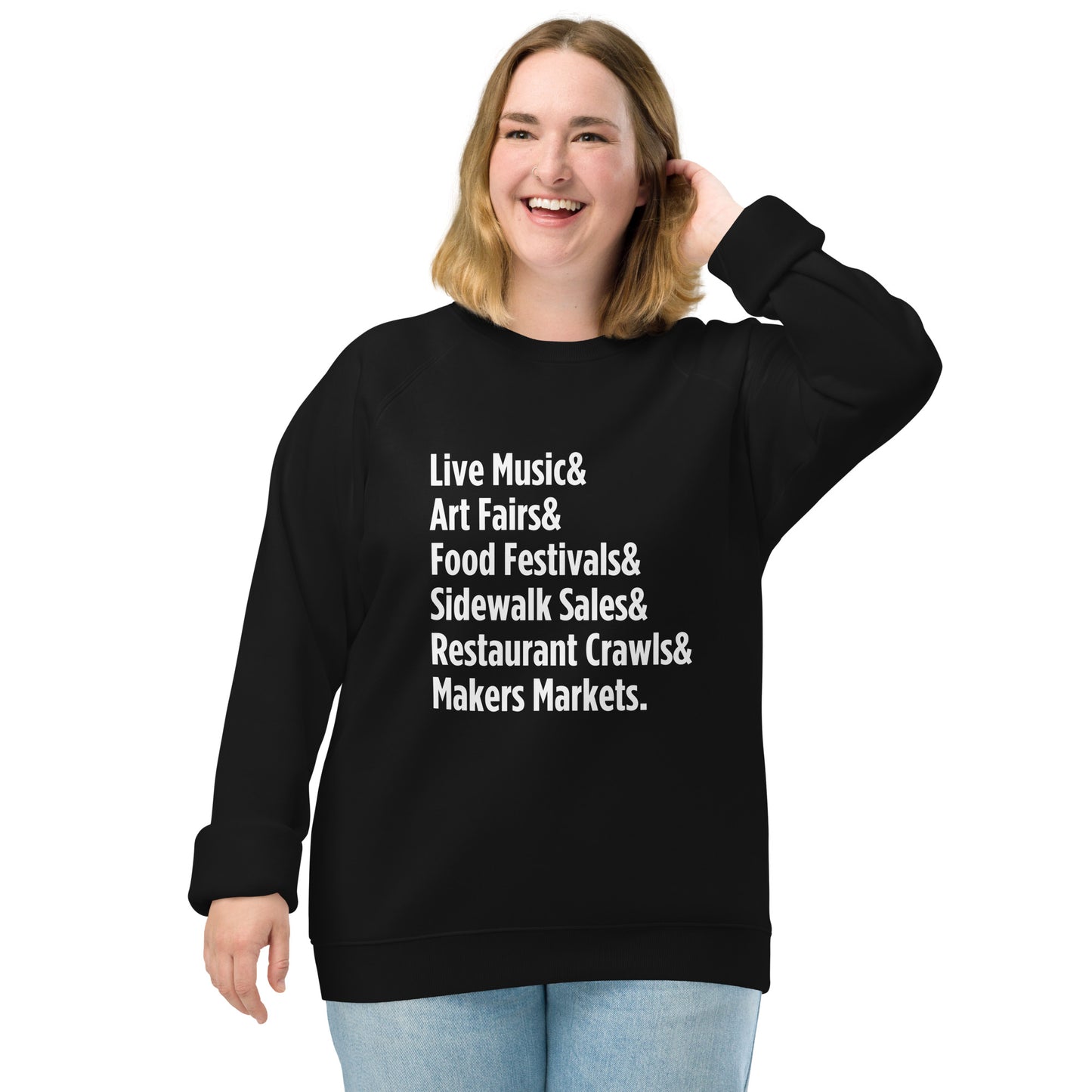 "Only on Main Street" (Events) Unisex Organic Raglan Sweatshirt