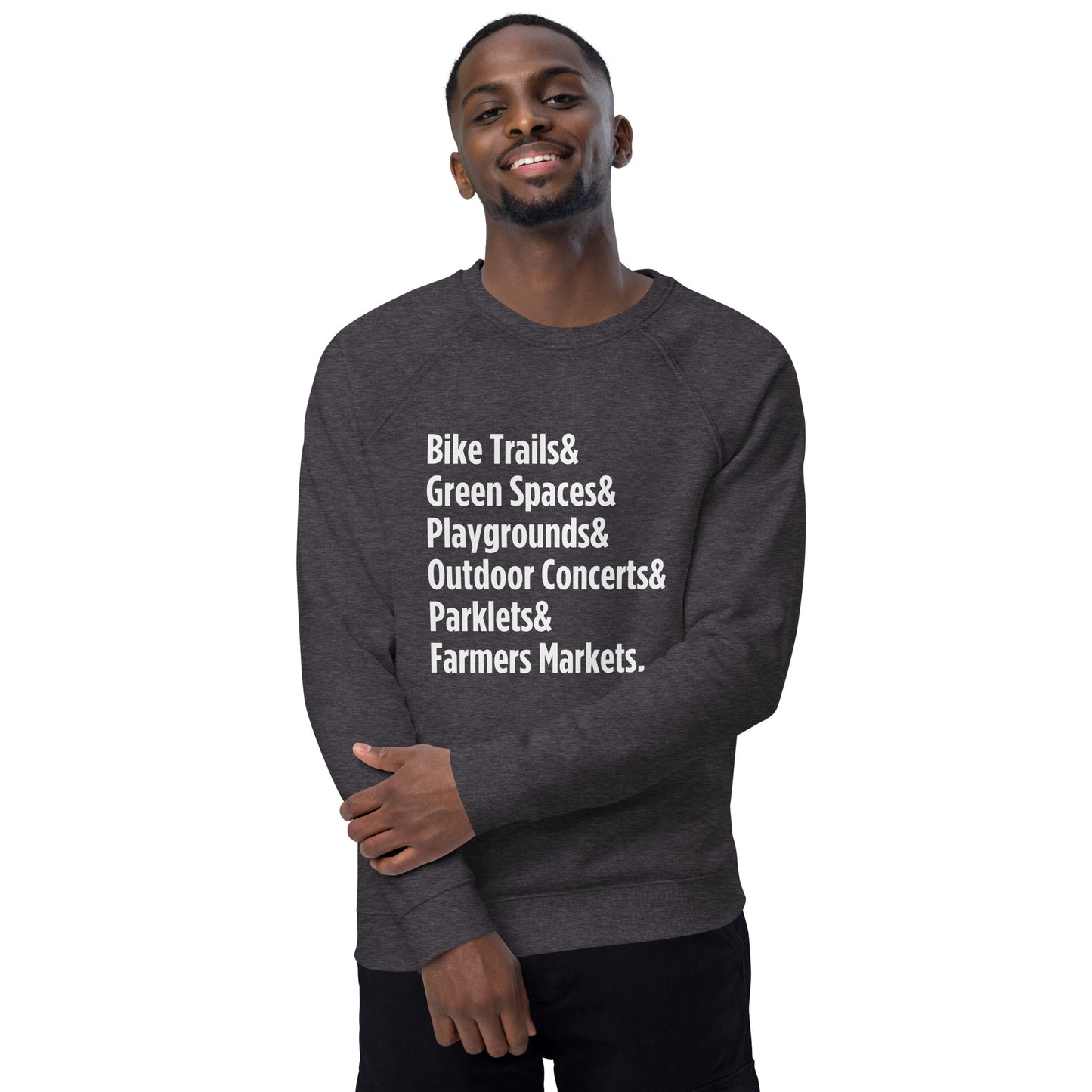 "Only on Main Street" (Greenspaces) Unisex Organic Raglan Sweatshirt