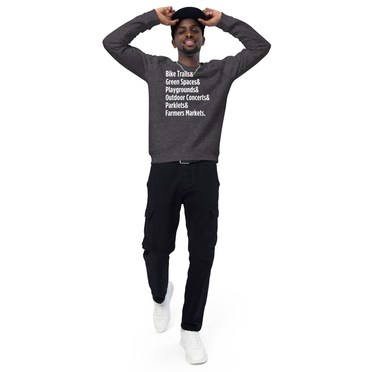 "Only on Main Street" (Greenspaces) Unisex Organic Raglan Sweatshirt