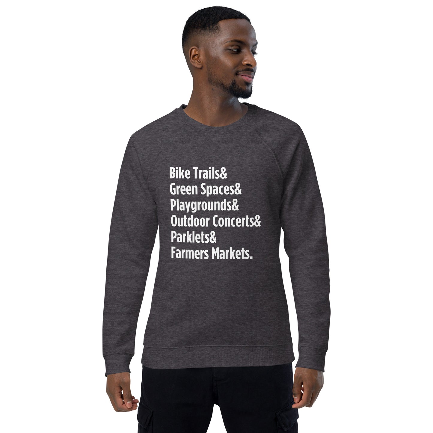 "Only on Main Street" (Greenspaces) Unisex Organic Raglan Sweatshirt