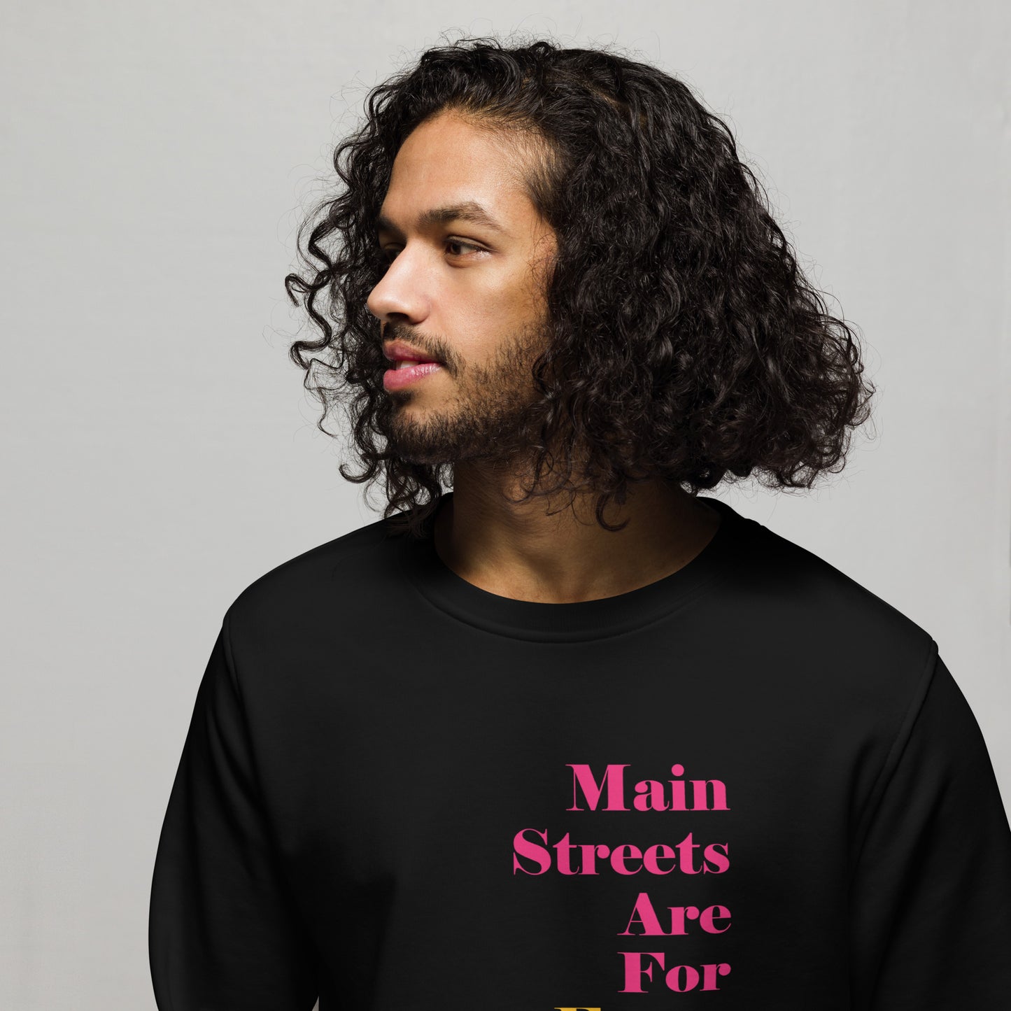 Main Streets Are For Everyone (Pink & Yellow) Unisex Organic Sweatshirt