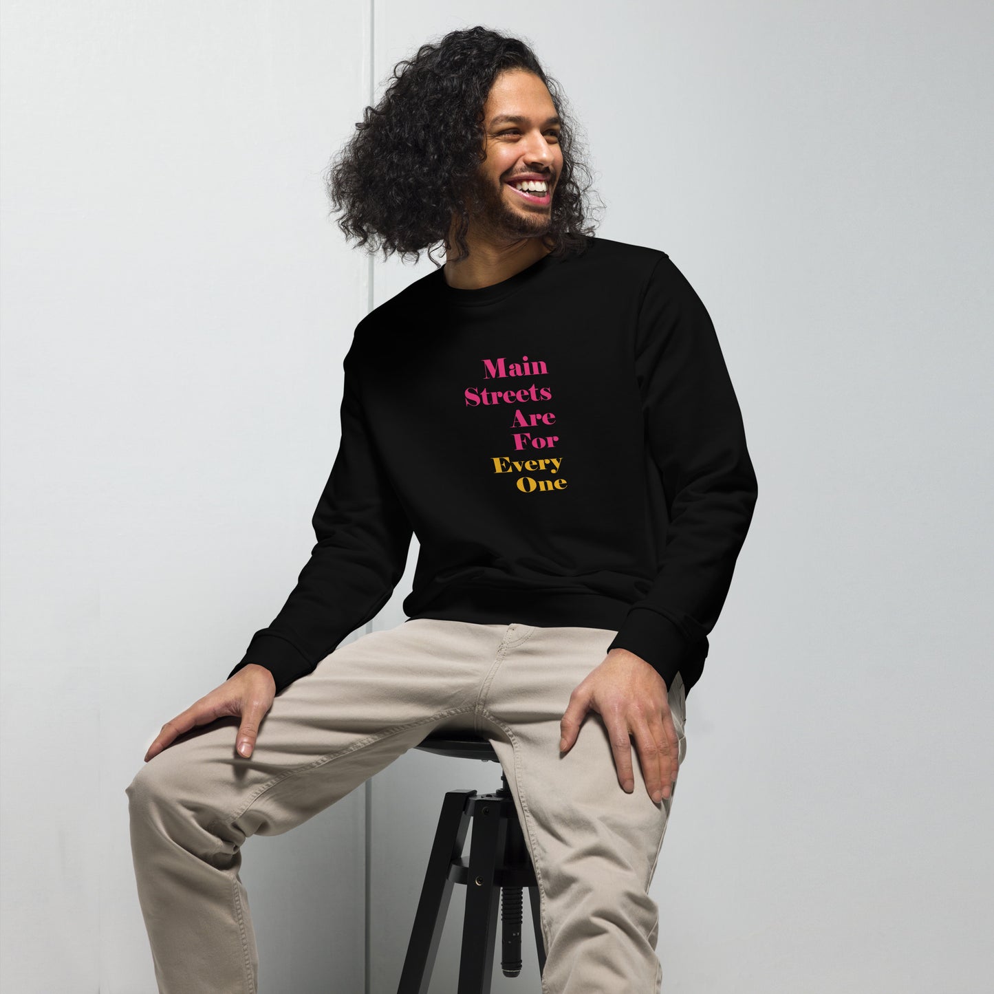 Main Streets Are For Everyone (Pink & Yellow) Unisex Organic Sweatshirt