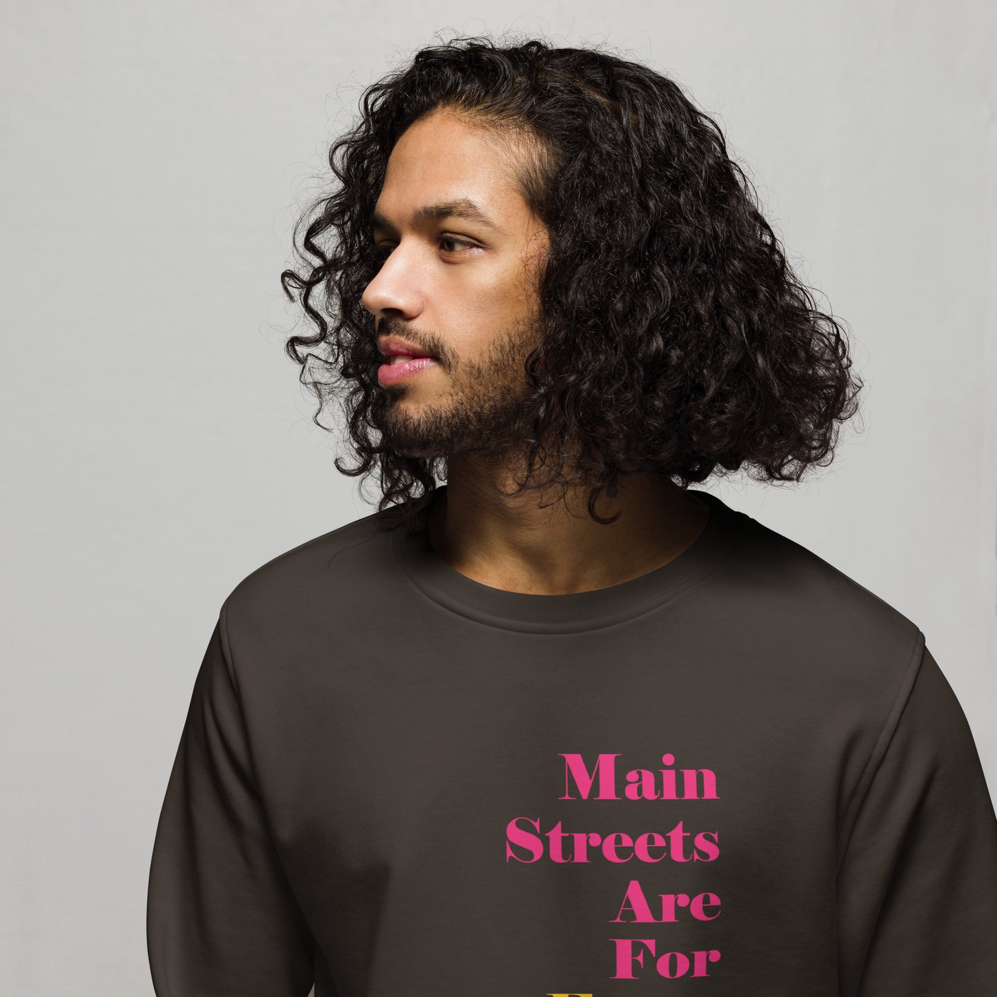 Main Streets Are For Everyone (Pink & Yellow) Unisex Organic Sweatshirt