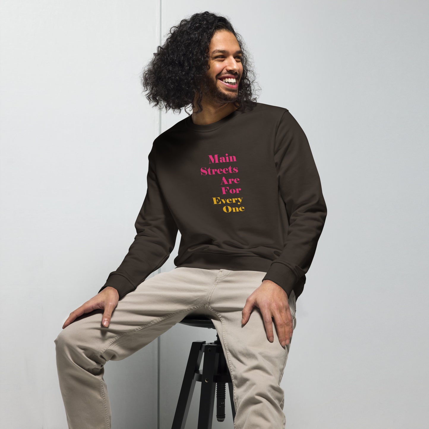 Main Streets Are For Everyone (Pink & Yellow) Unisex Organic Sweatshirt