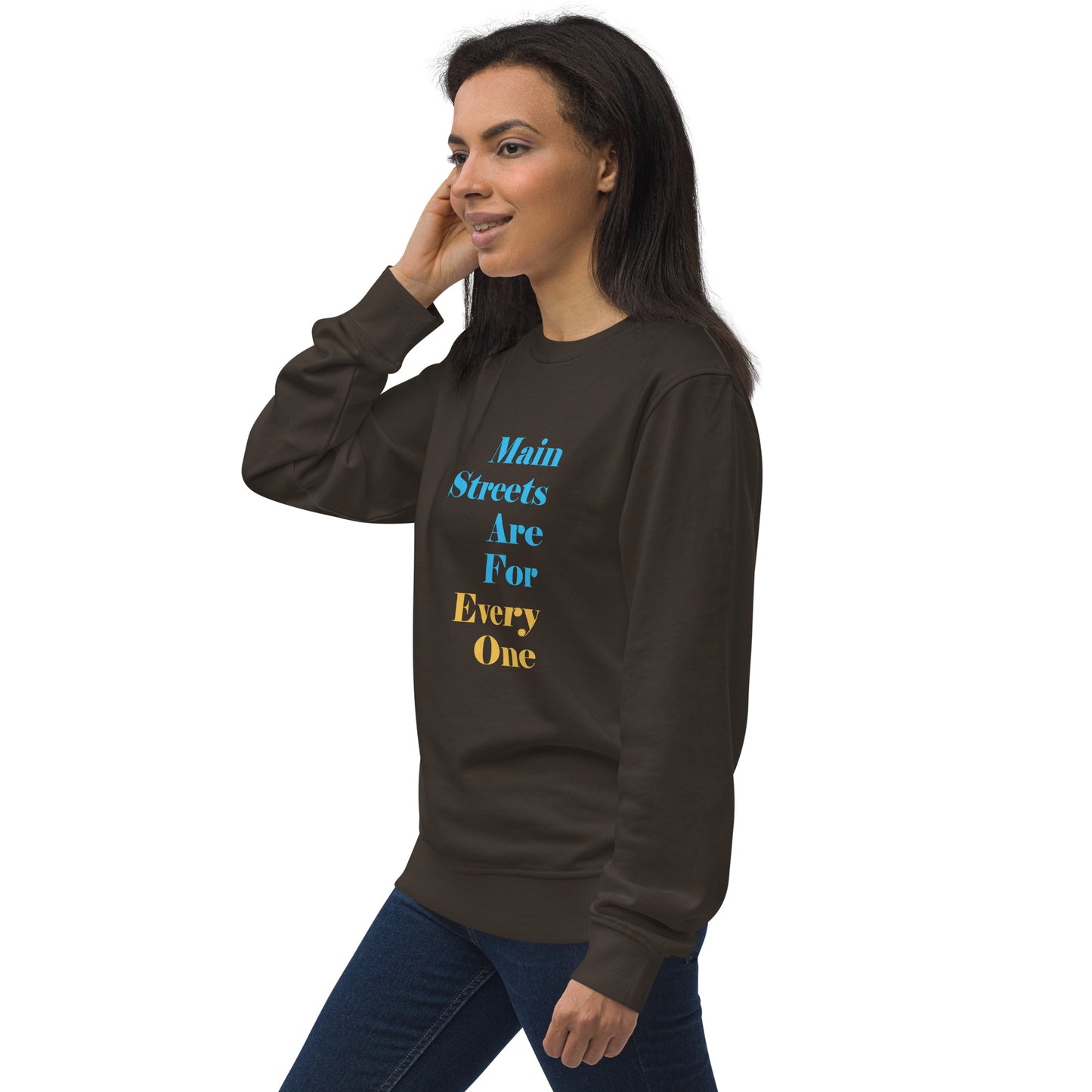 Main Streets Are For Everyone (Blue & Yellow) Unisex Organic Sweatshirt