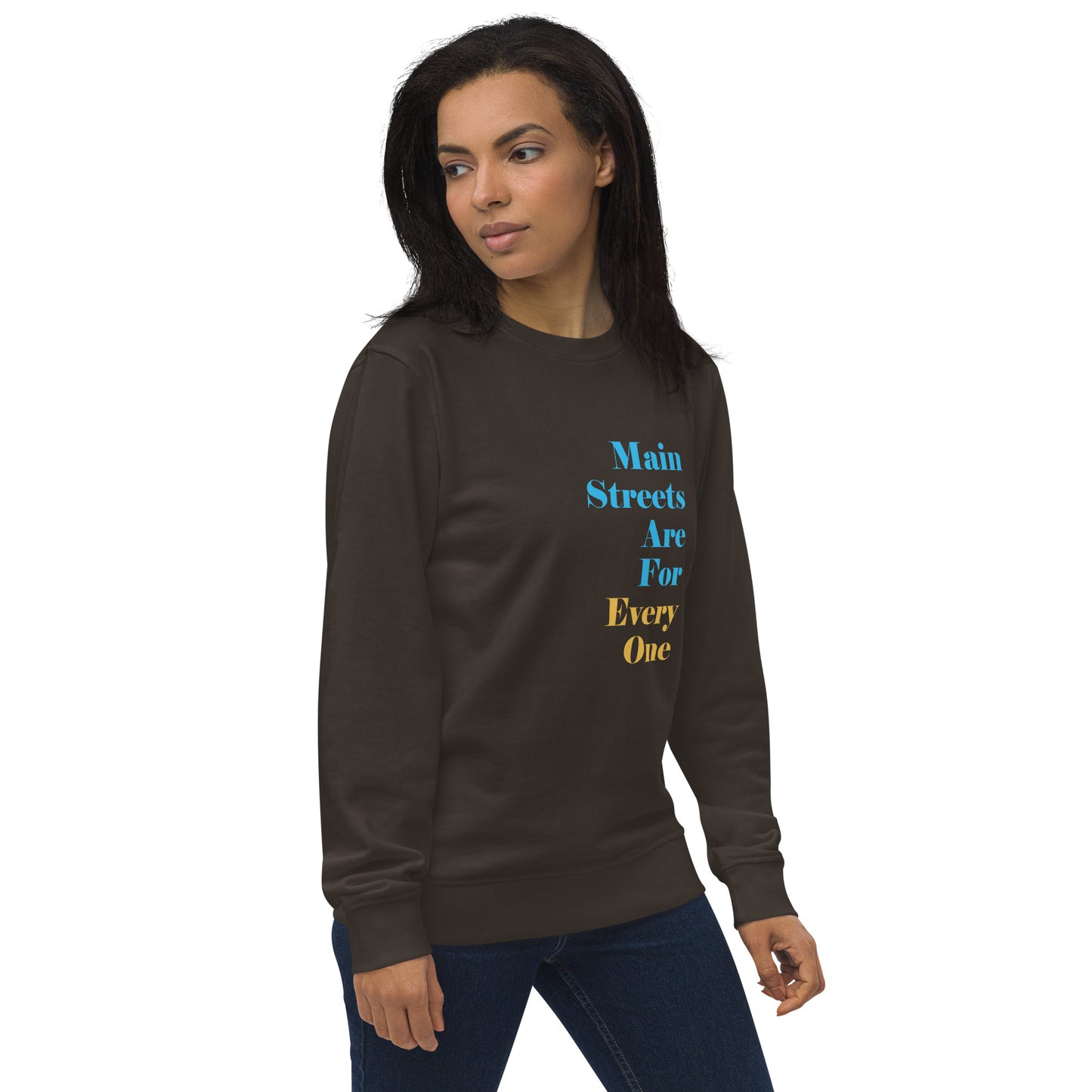 Main Streets Are For Everyone (Blue & Yellow) Unisex Organic Sweatshirt