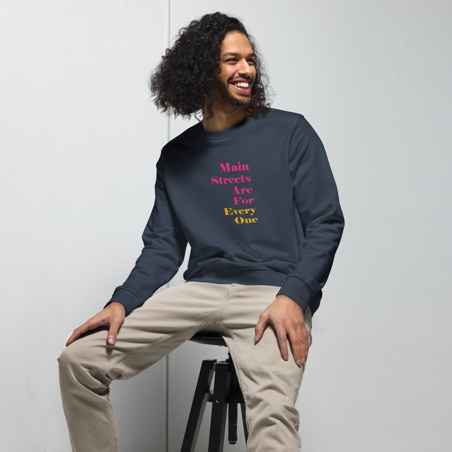 Main Streets Are For Everyone (Pink & Yellow) Unisex Organic Sweatshirt