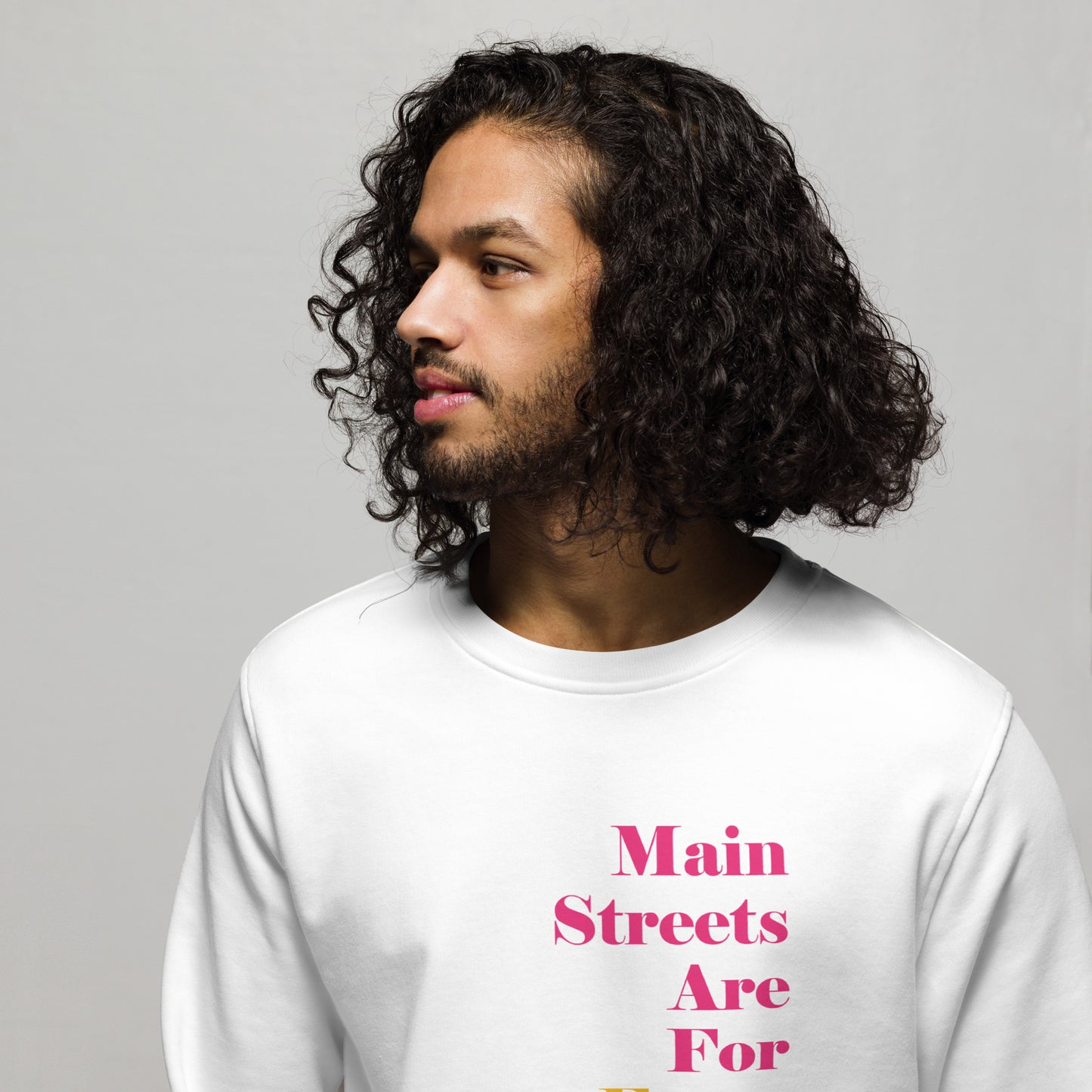 Main Streets Are For Everyone (Pink & Yellow) Unisex Organic Sweatshirt