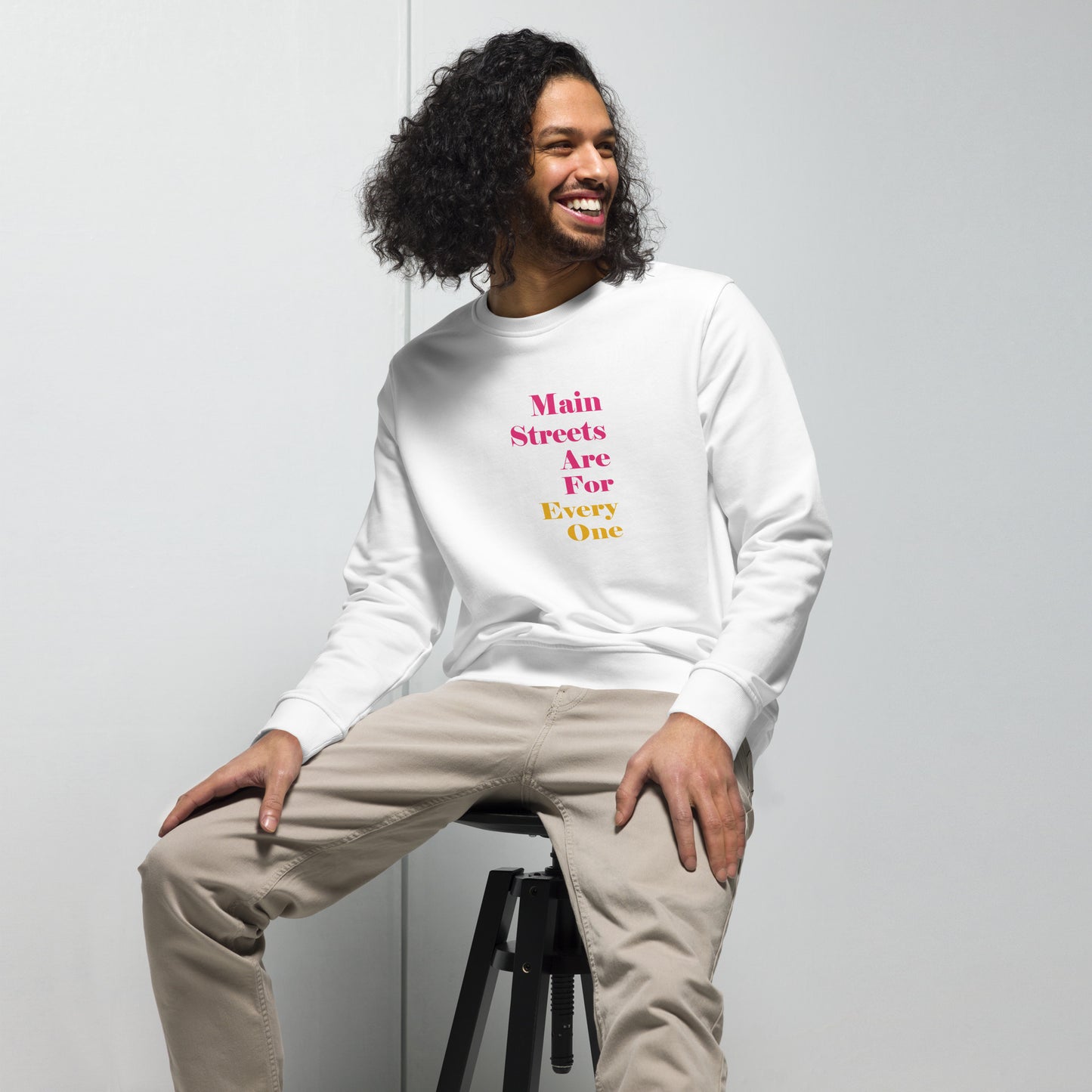 Main Streets Are For Everyone (Pink & Yellow) Unisex Organic Sweatshirt