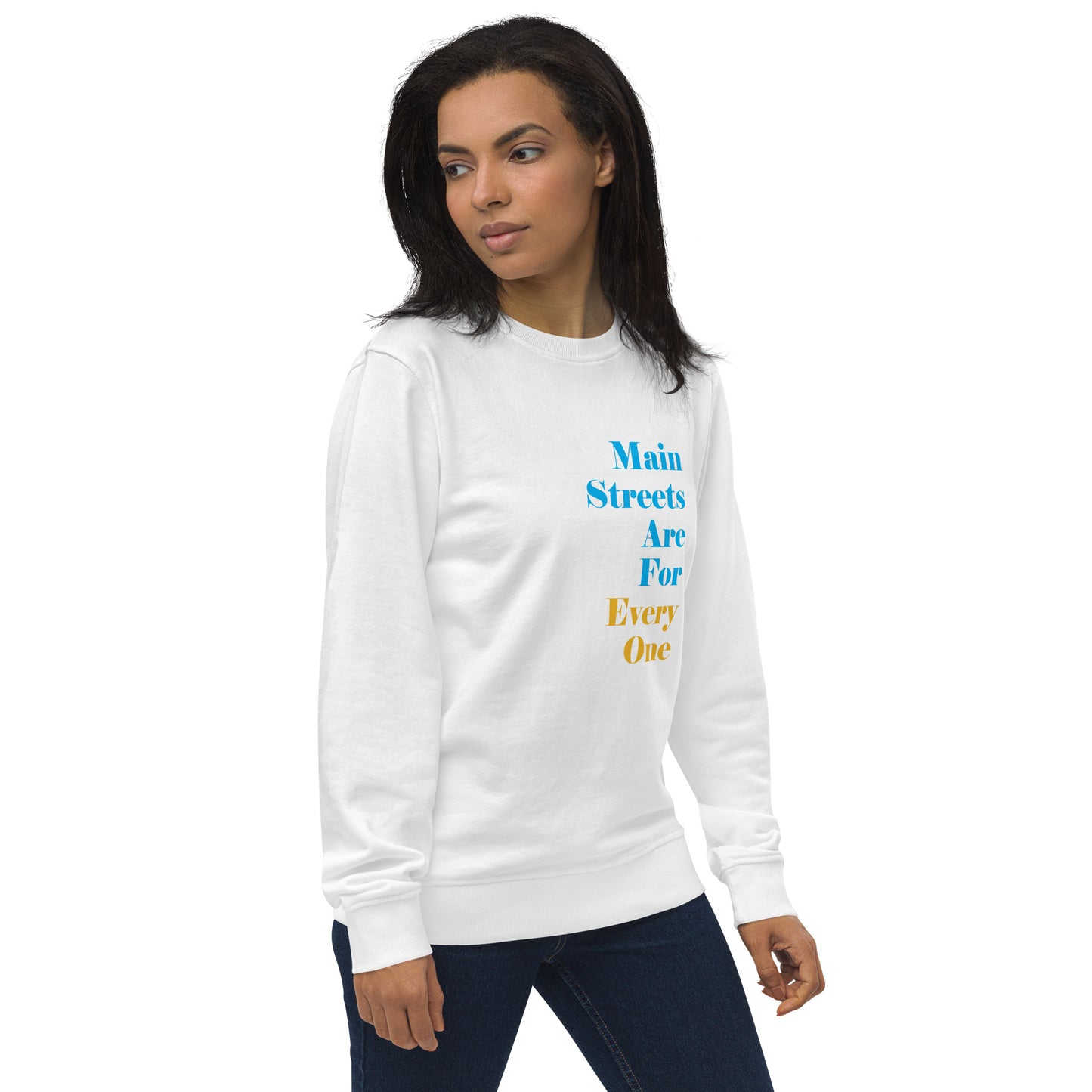 Main Streets Are For Everyone (Blue & Yellow) Unisex Organic Sweatshirt