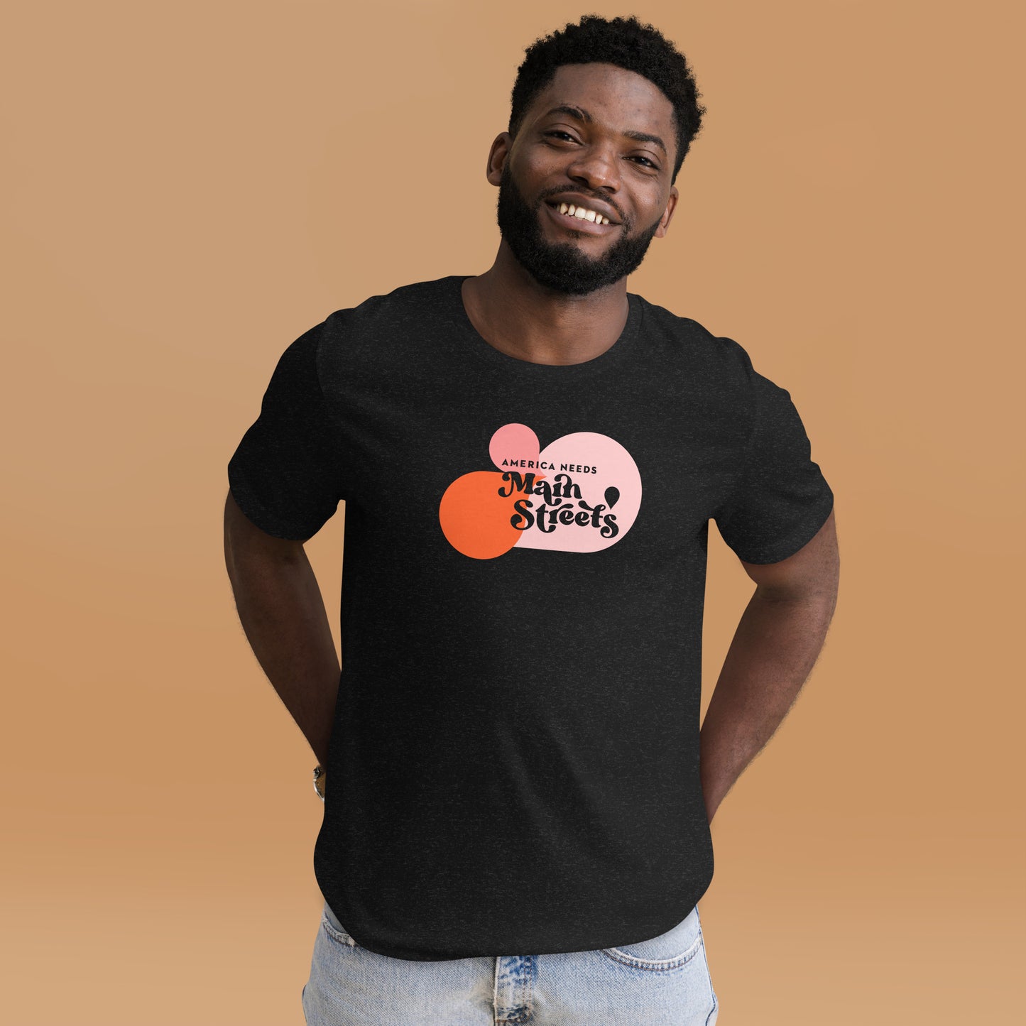 Customizable "America Needs Main Streets" Pink Bubbles Unisex T-shirt