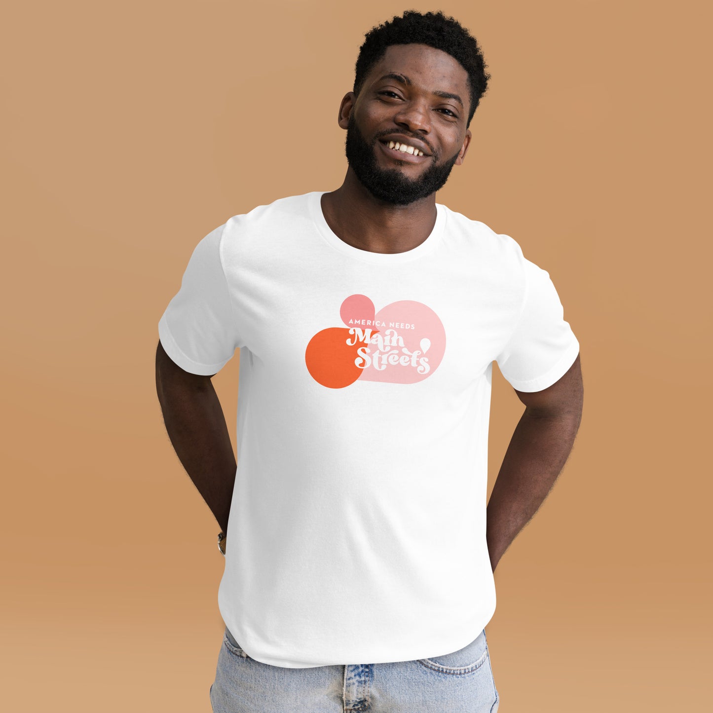 Customizable "America Needs Main Streets" Pink Bubbles Unisex T-shirt