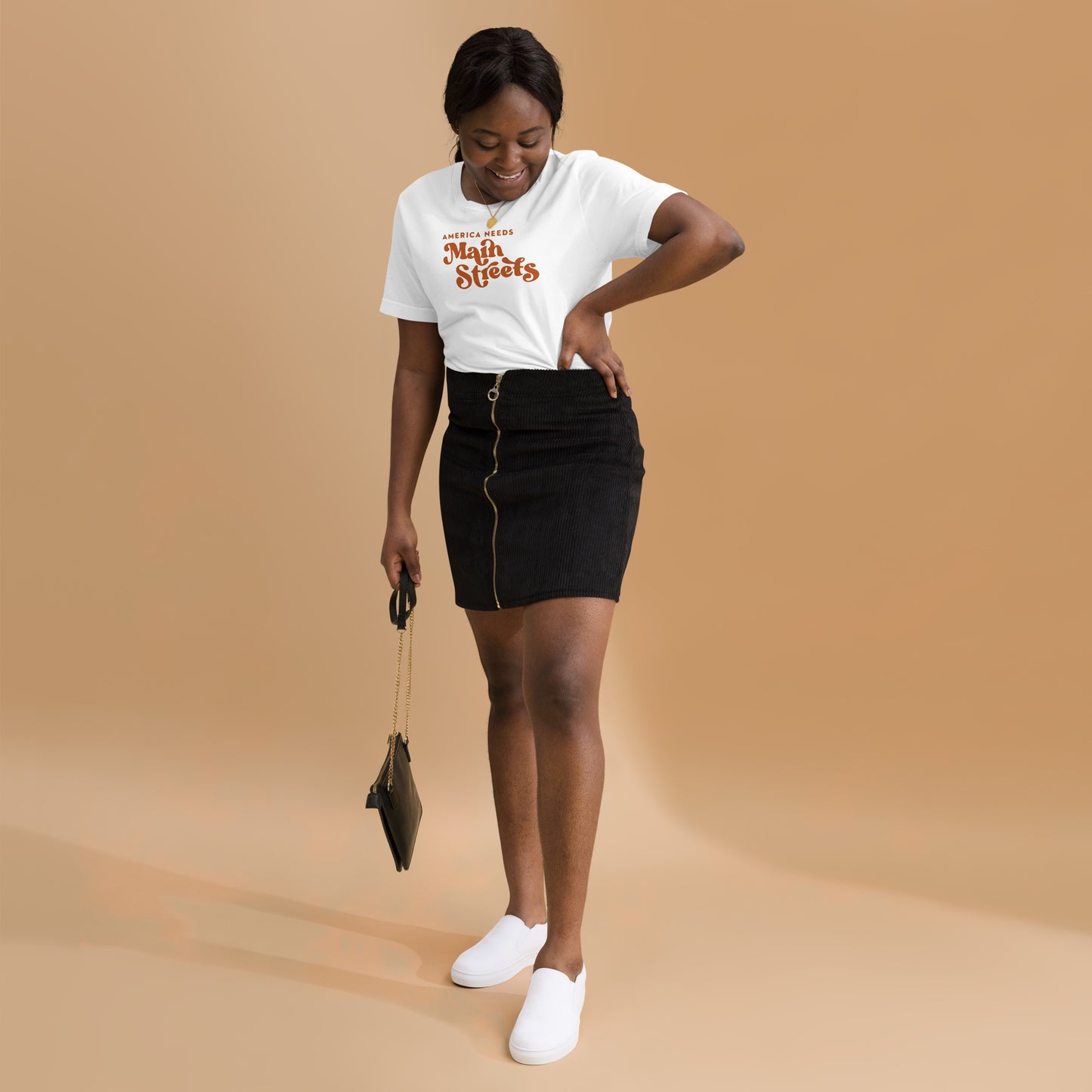 Customizable "America Needs Main Streets" Orange Unisex T-shirt