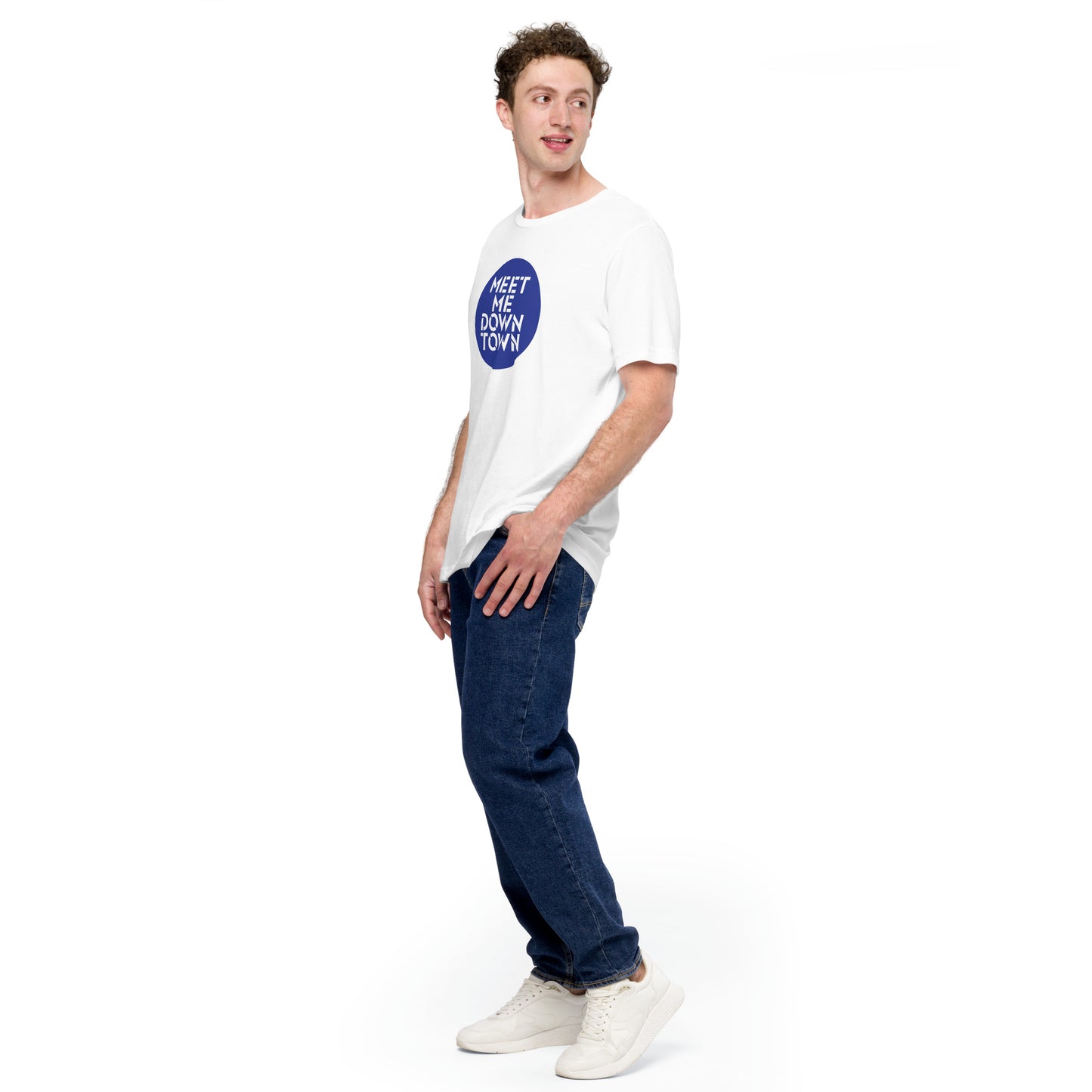 Customizable "Meet Me Downtown" Blue Unisex T-shirt
