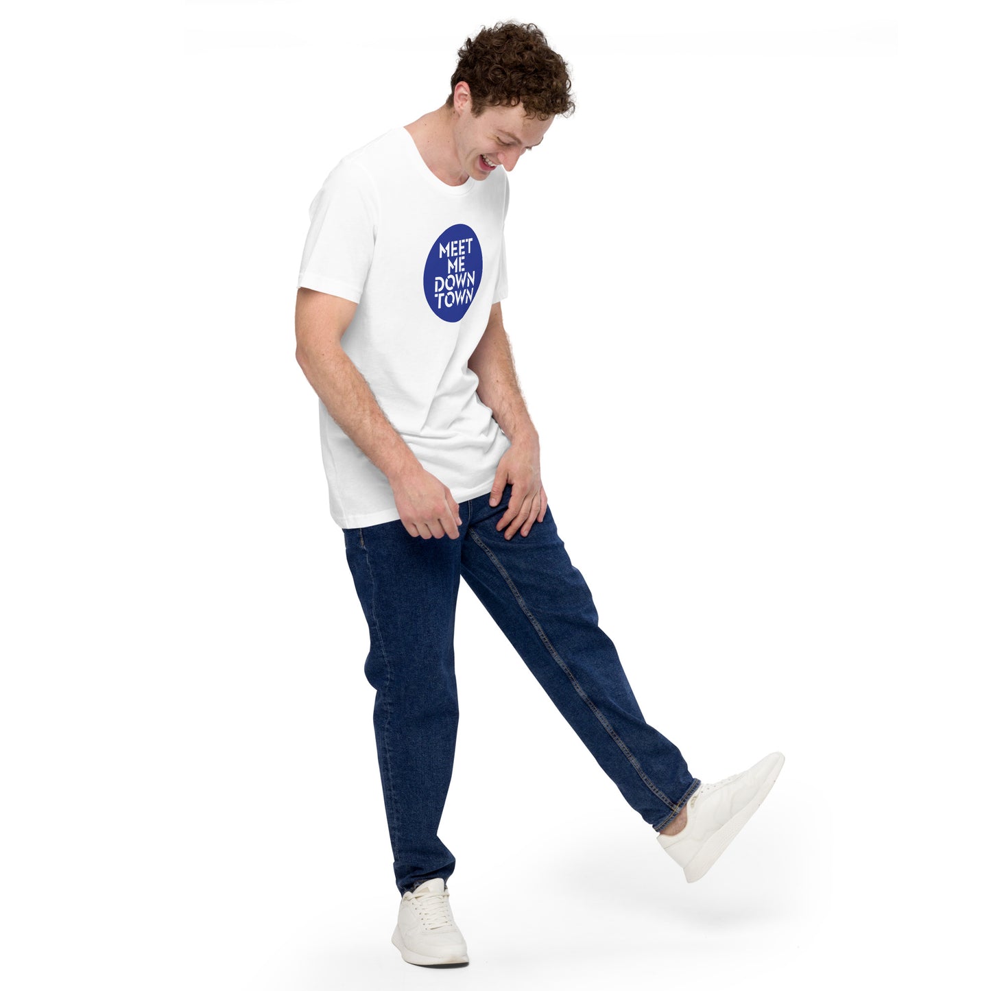 Customizable "Meet Me Downtown" Blue Unisex T-shirt