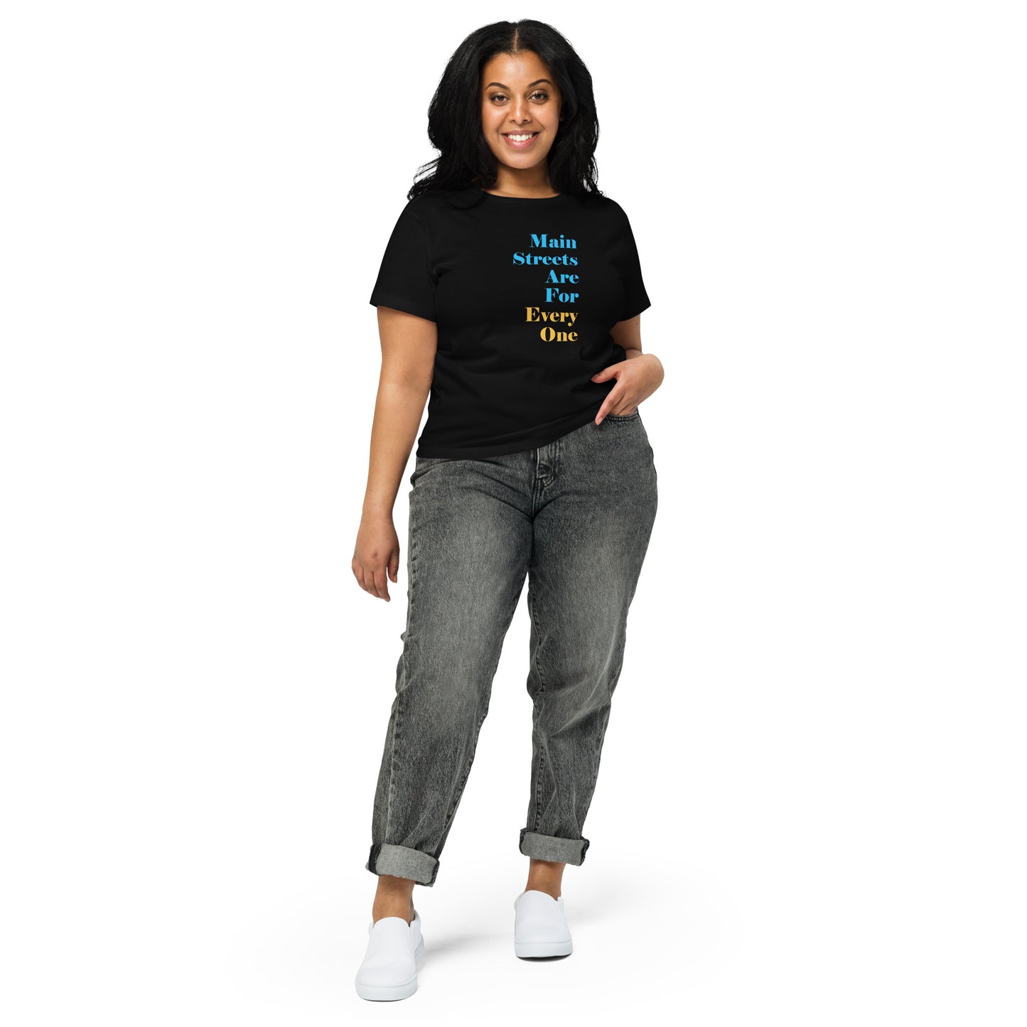 Main Streets Are For Everyone (Blue & Yellow) Women’s High-Waisted T-shirt