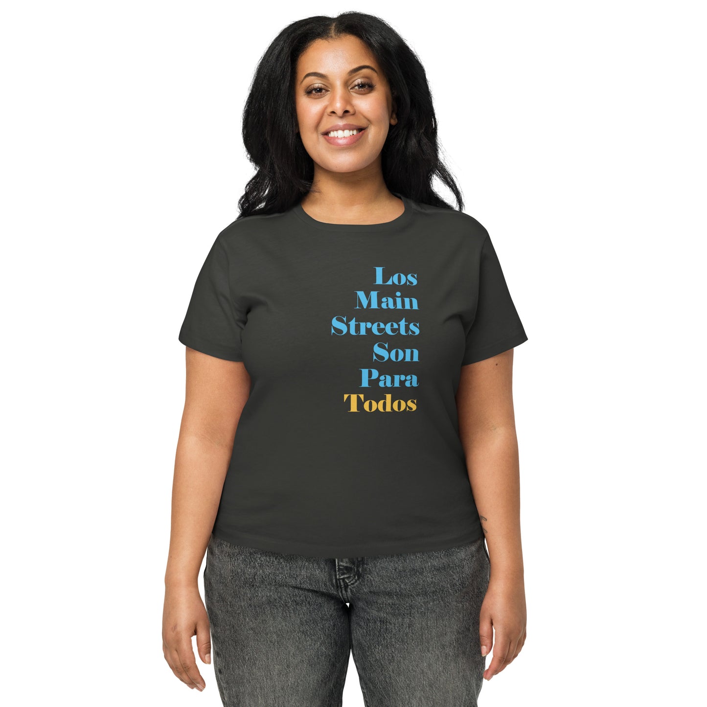 Los Main Streets Son Para Todos (Blue & Yellow) Women’s High-Waisted T-shirt