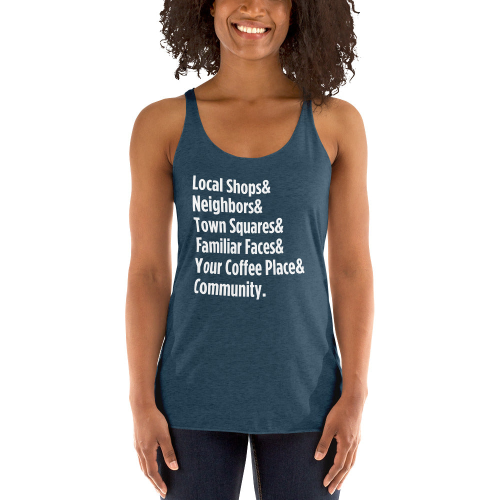 "Only on Main Street" (Community) Women's Racerback Tank