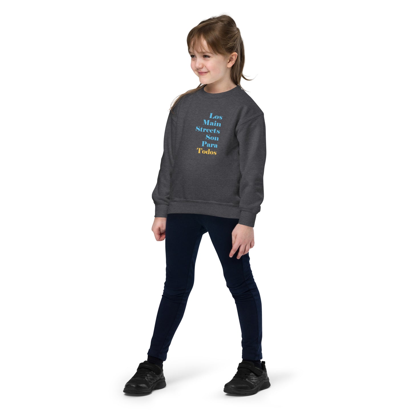 Los Main Streets Son Para Todos (Blue & Yellow) Youth Crewneck Sweatshirt