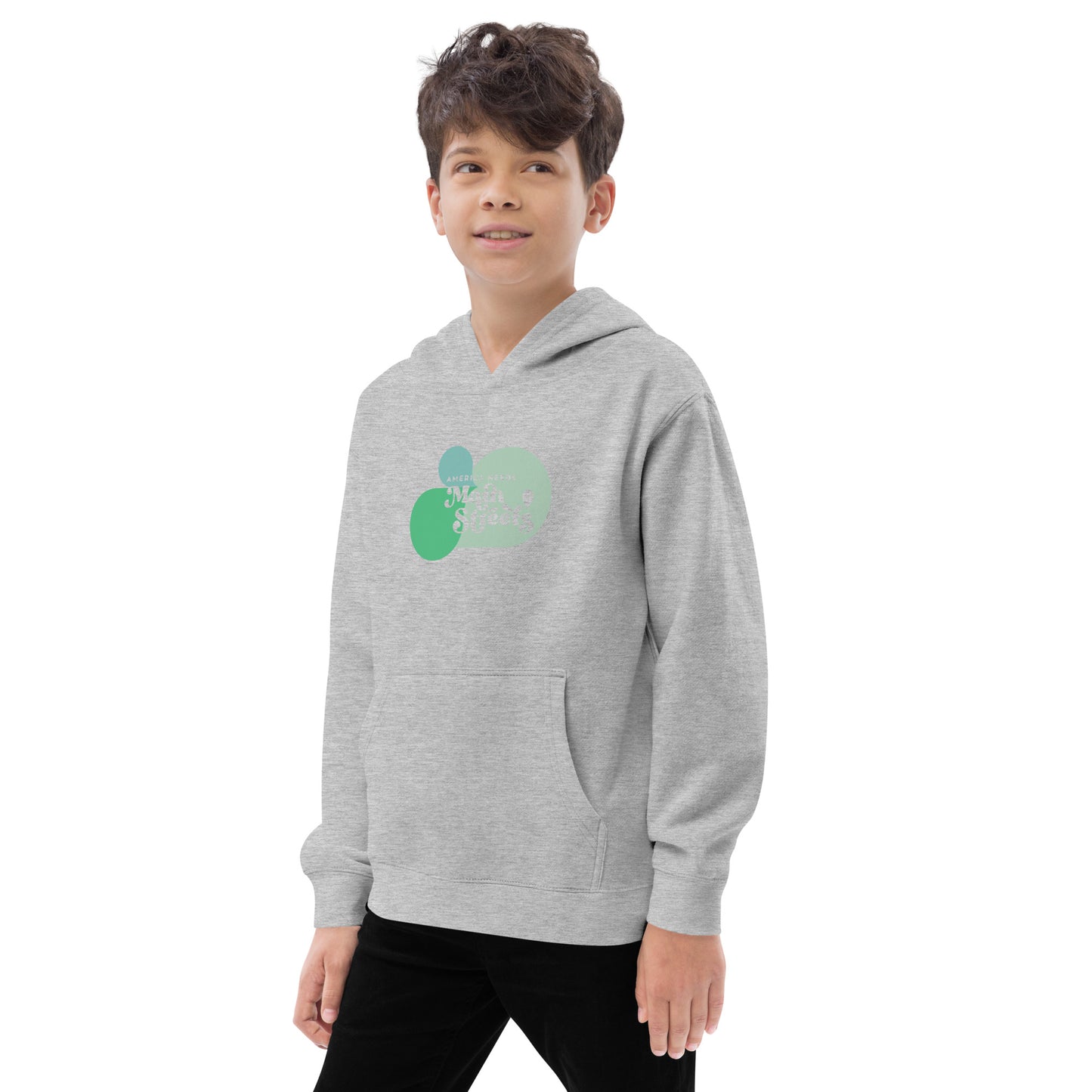 "America Needs Main Streets" Green Kids Fleece Hoodie