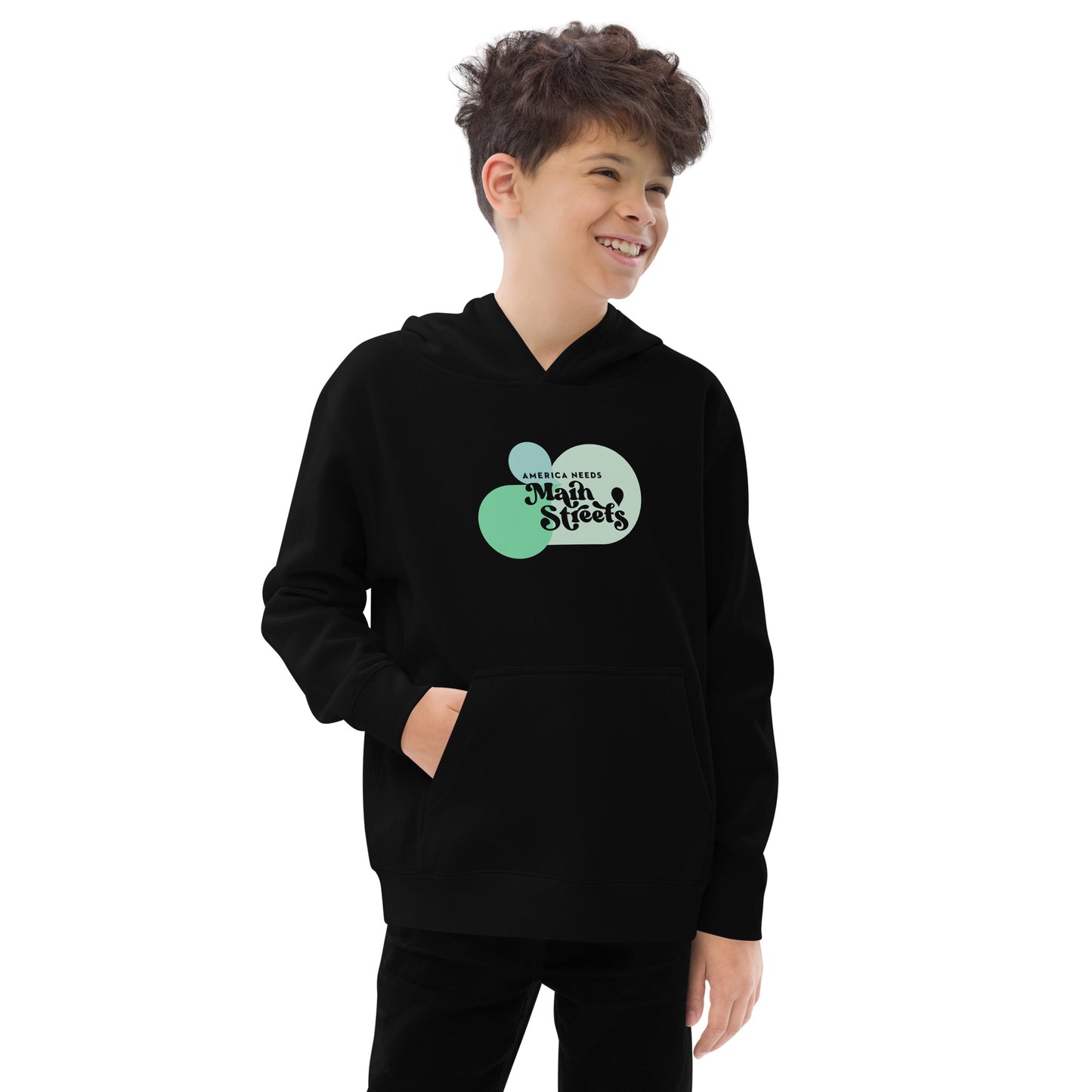"America Needs Main Streets" Green Kids Fleece Hoodie