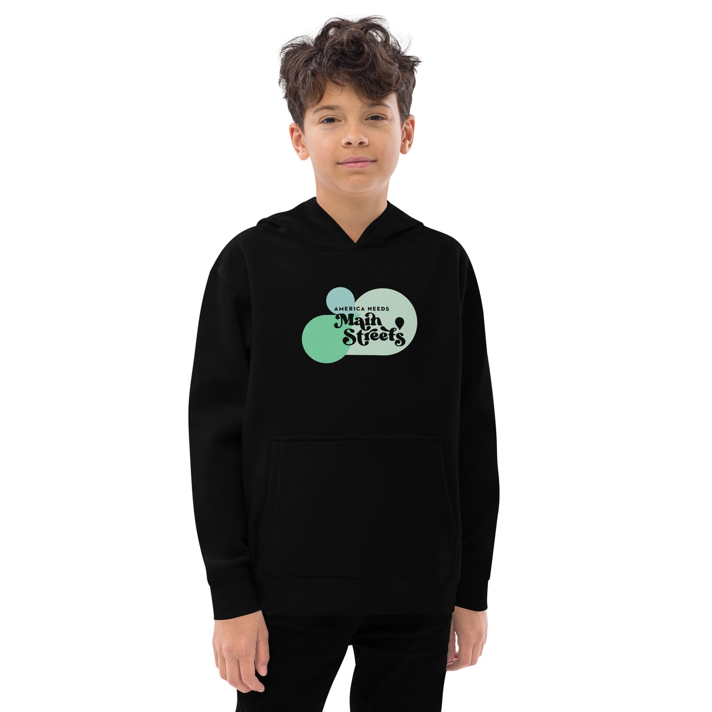"America Needs Main Streets" Green Kids Fleece Hoodie