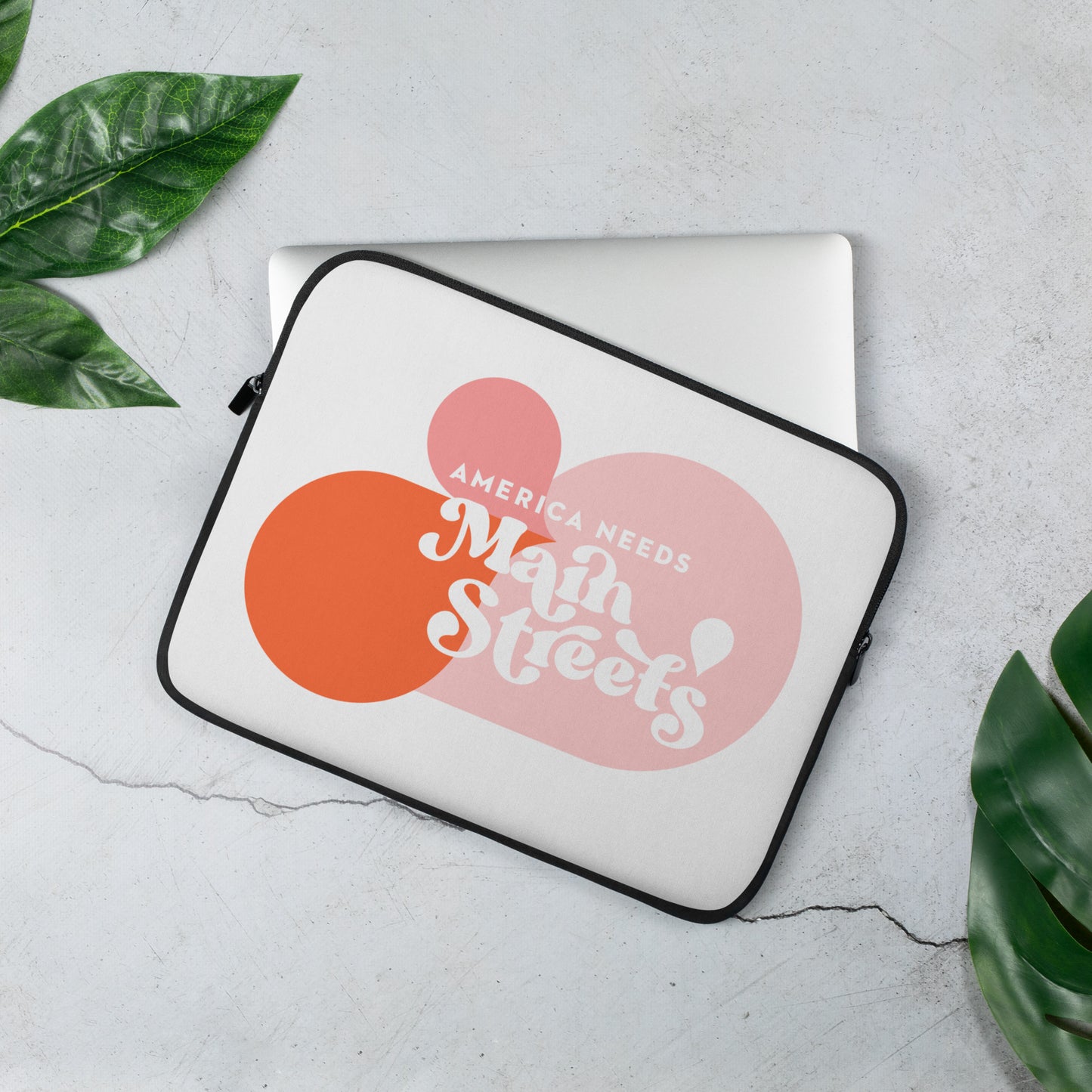 "America Needs Main Streets" Pink Laptop Sleeve
