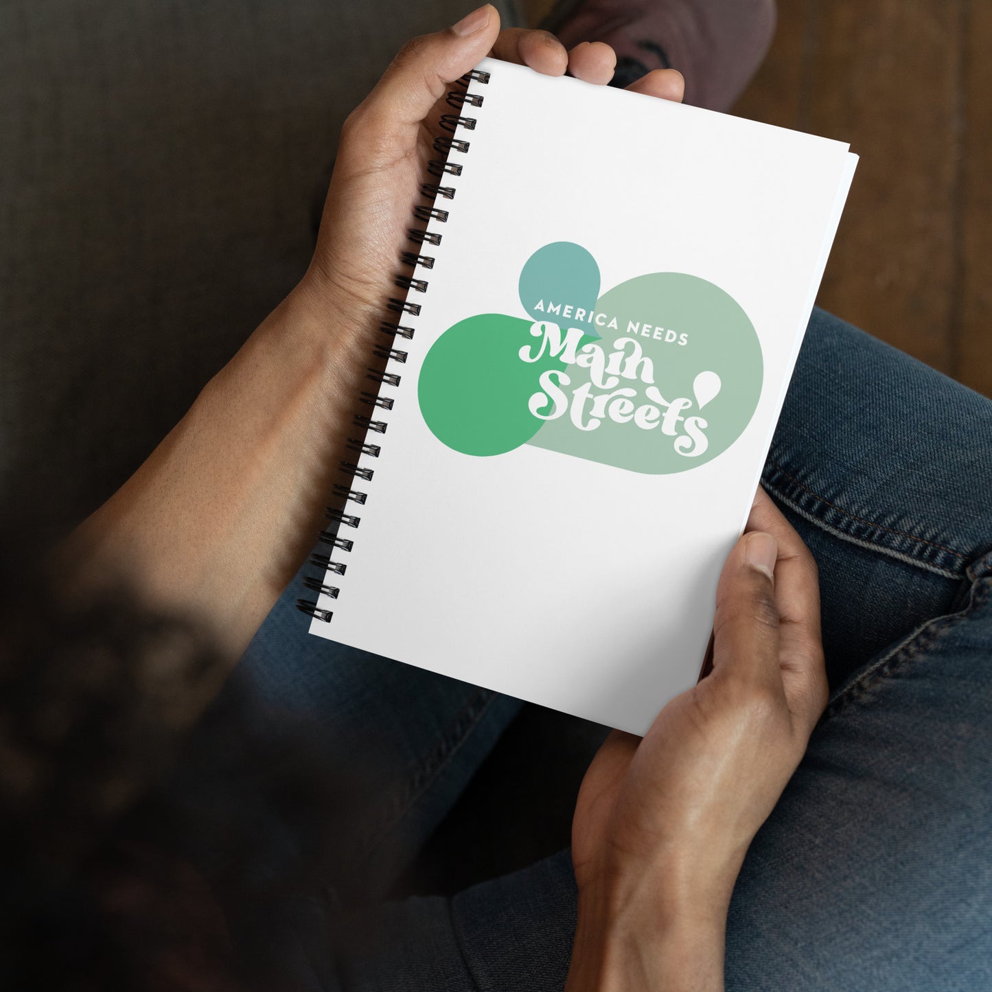 "America Needs Main Streets" Green Spiral Notebook