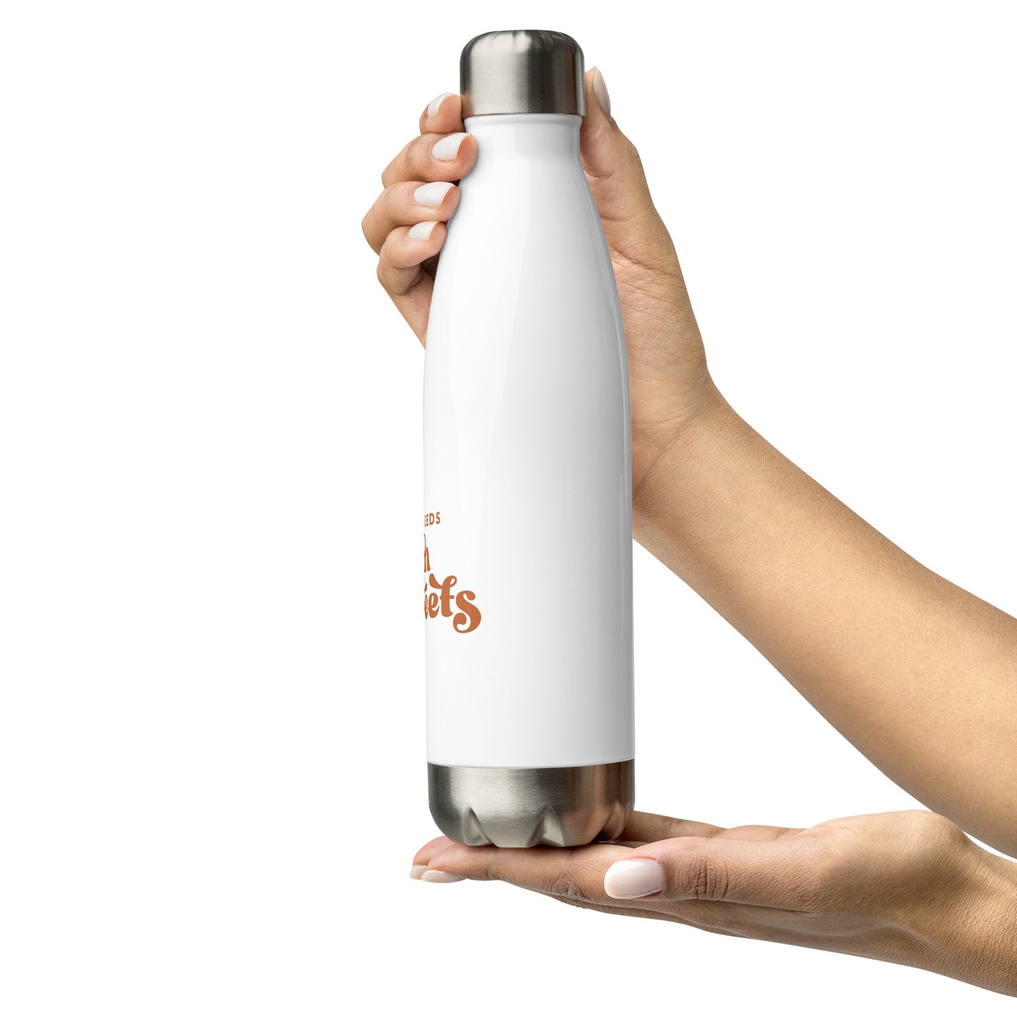 "America Needs Main Streets" White & Orange Stainless Steel Water Bottle