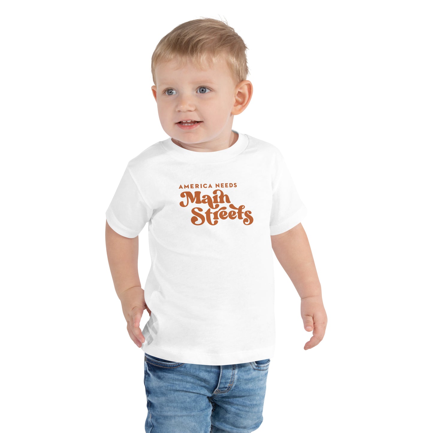 "America Needs Main Streets" Orange Toddler Short Sleeve Tee