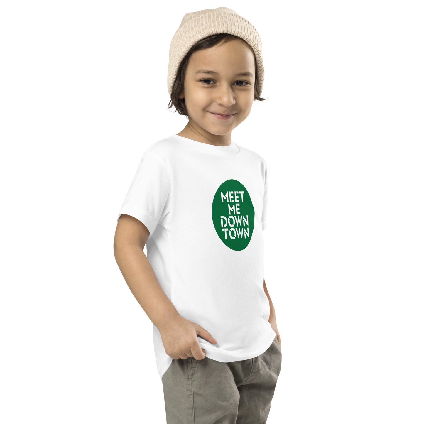 "Meet Me Downtown" Green Kids/Toddler Short Sleeve Tee